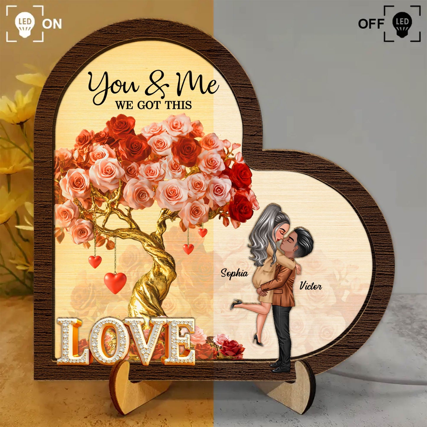 Couple - You & Me We Got This - Personalized LED Light Wooden Plaque