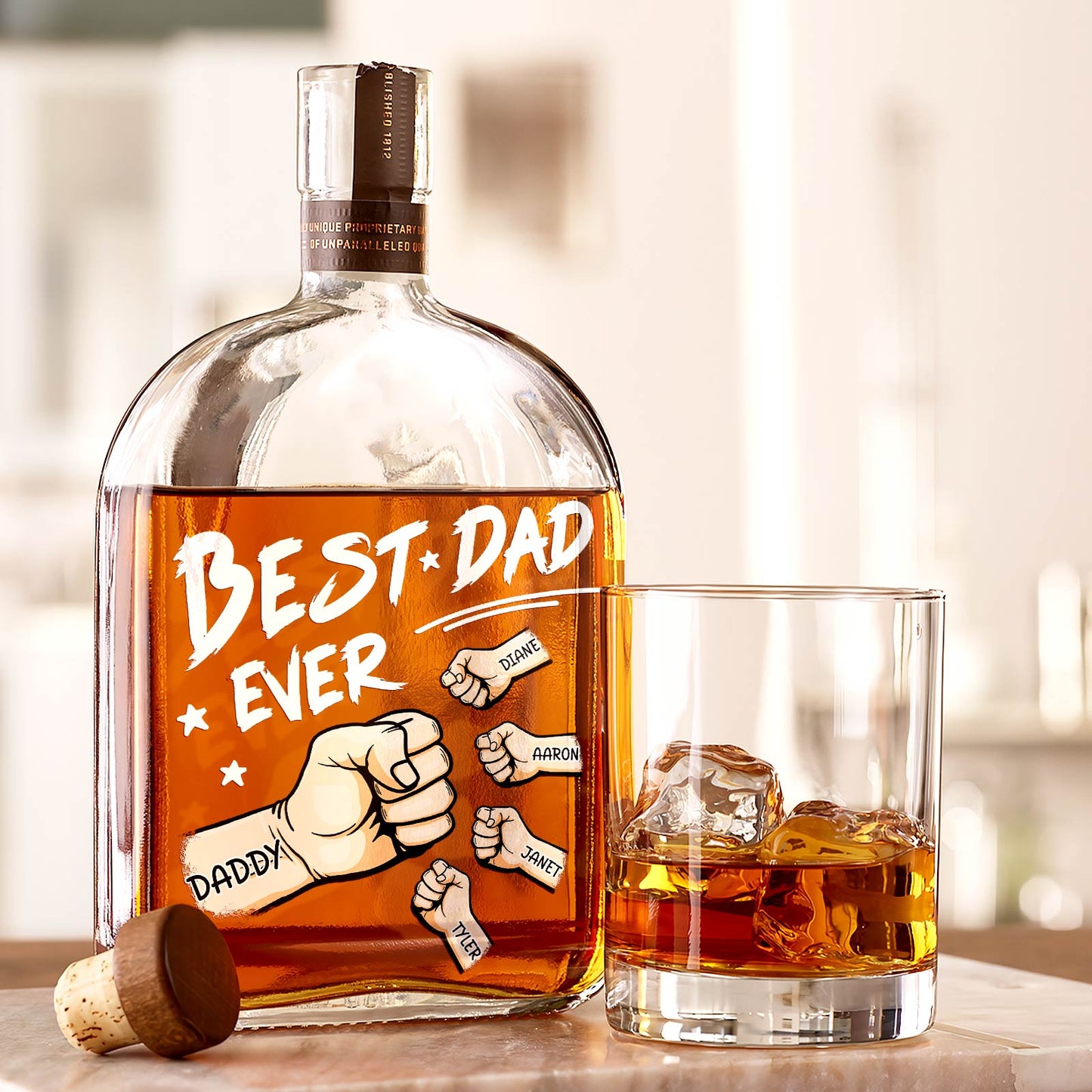 Father - Best Dad Ever - Personalized Whiskey Bottle