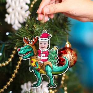 Baby Riding Dinosaur - Personalized Acrylic Photo Ornament