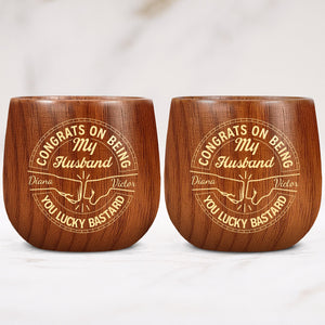Brother - Congrats On Being My Brother, You Lucky Bastard - Personalized Wooden Bourbon Drinking Glass