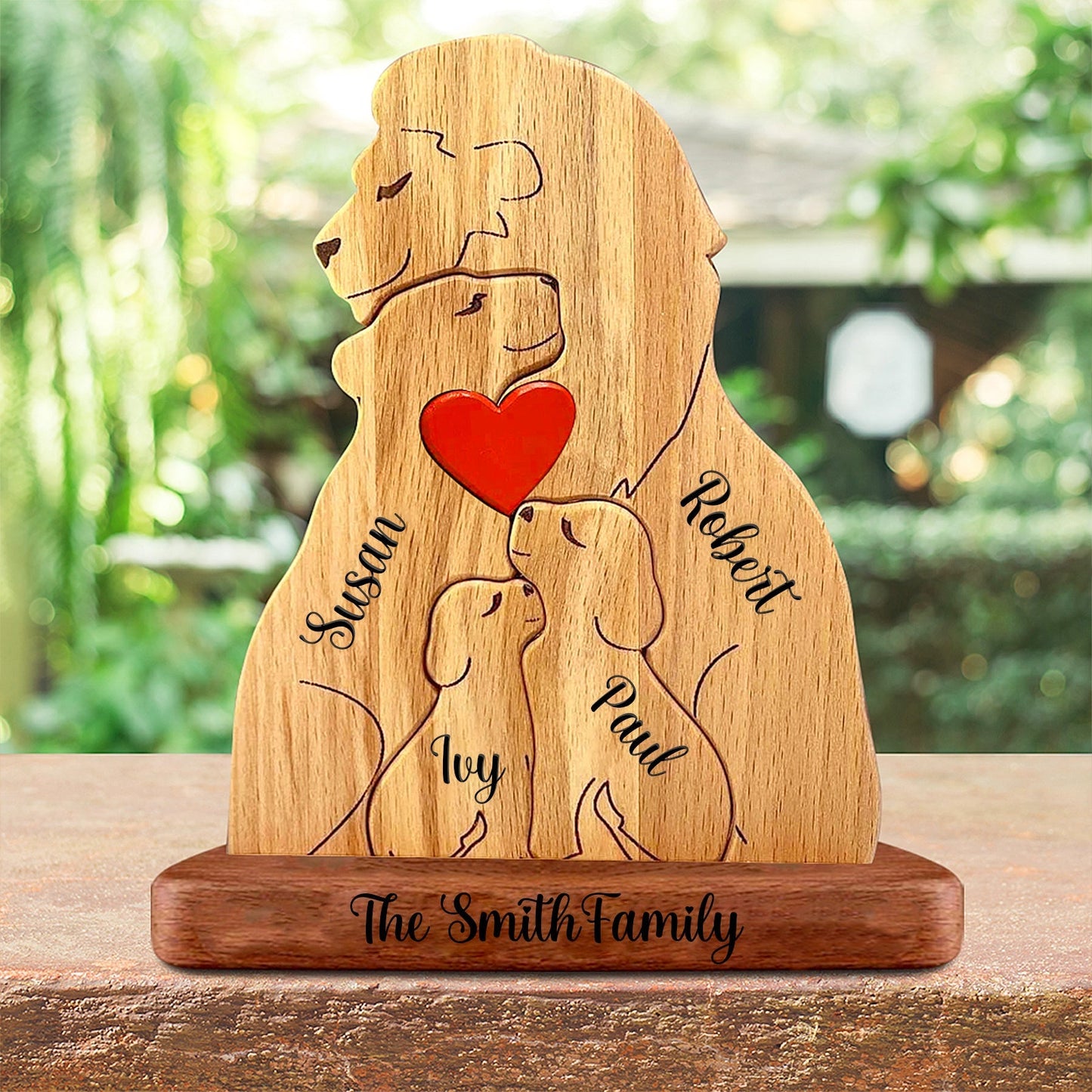 Family - Happy Valentine's Day - Personalized Wooden Puzzle