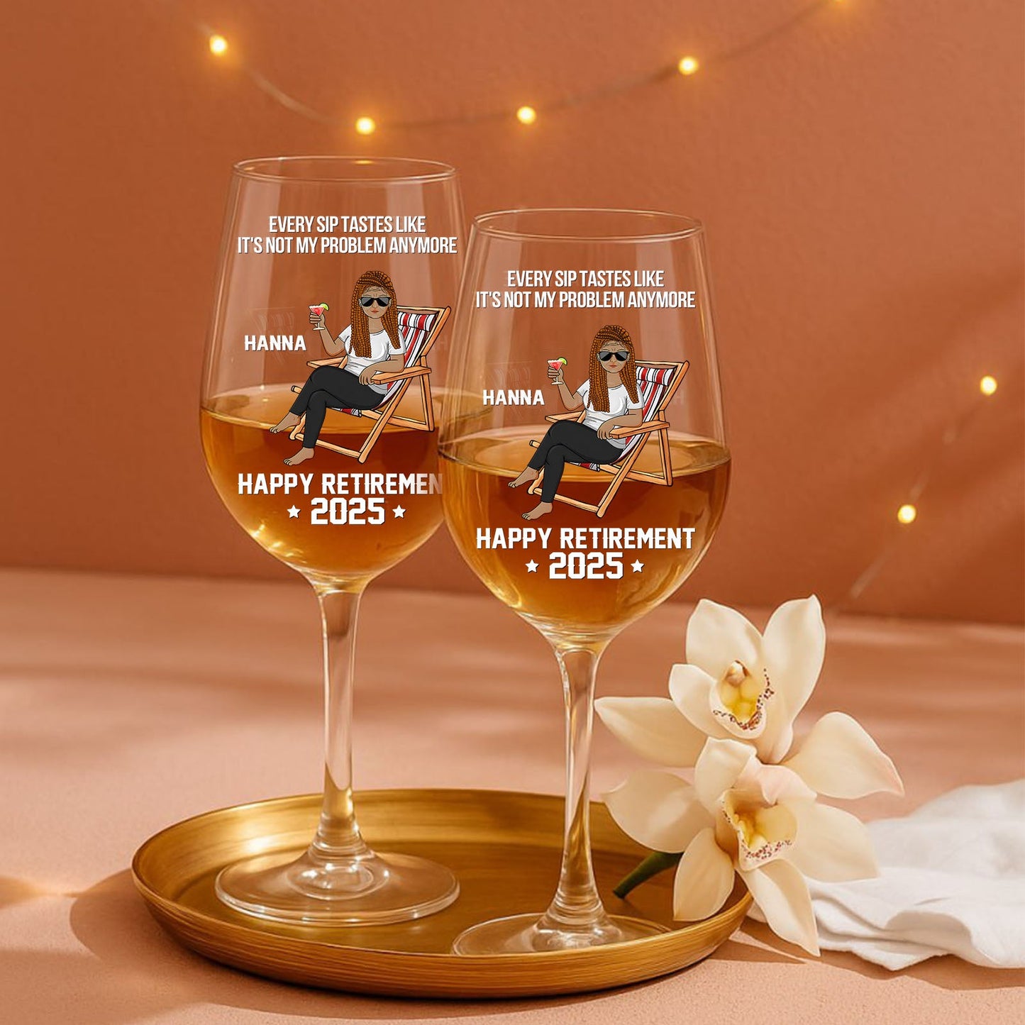 Happy Retirement - Personalized Red Wine Glass