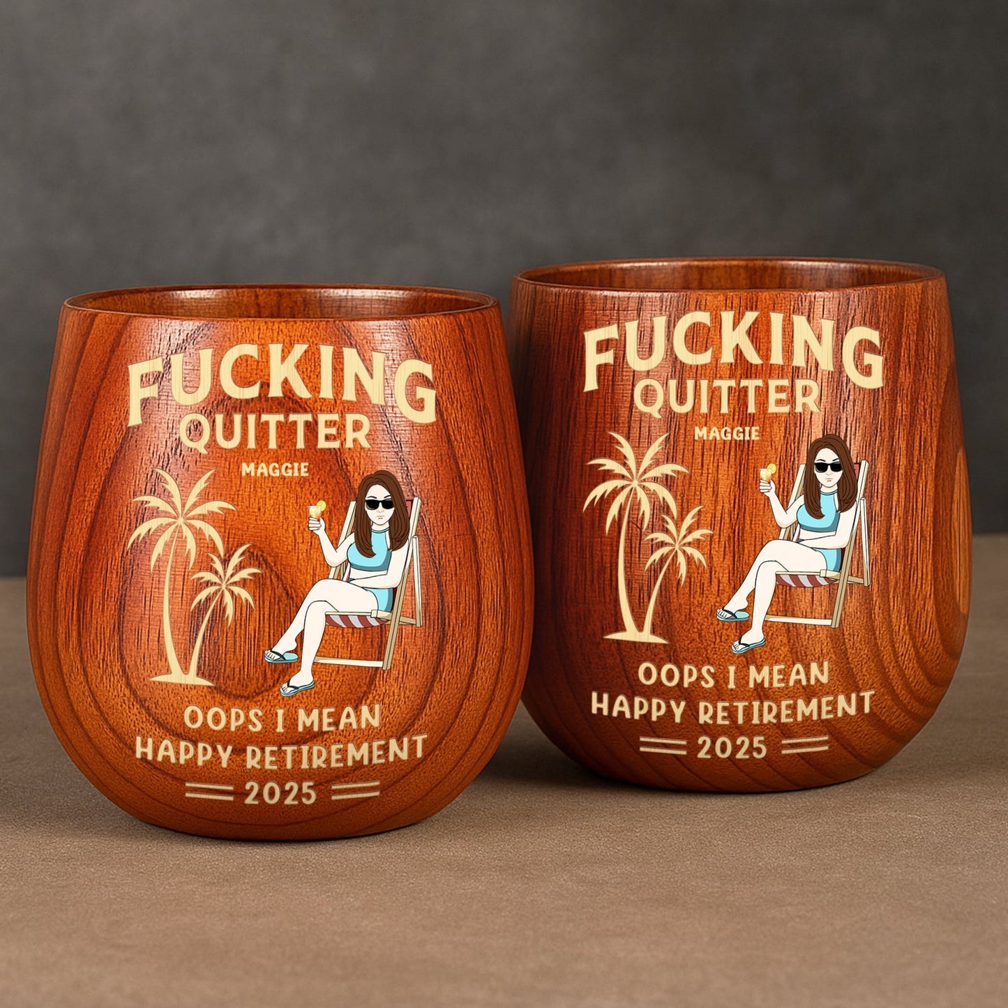 Retirement - Personalized Wooden Bourbon Drinking Glass