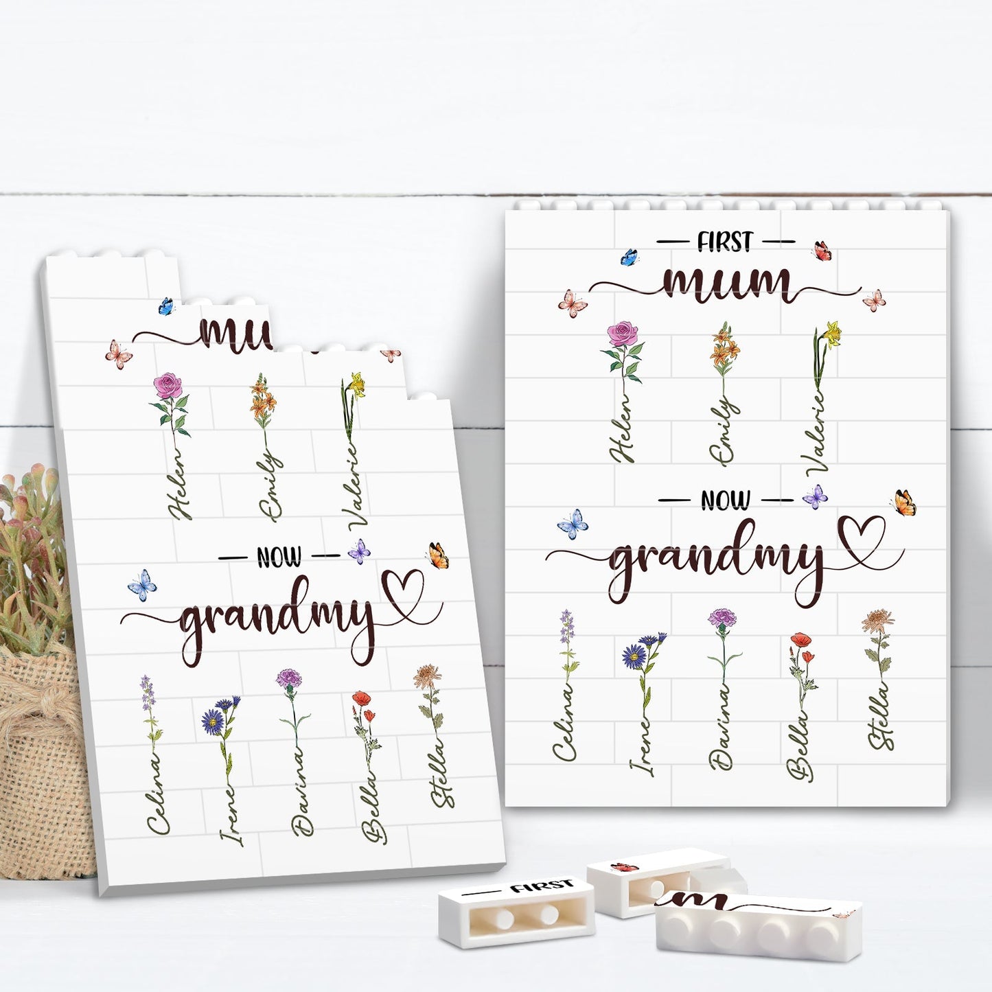 Family - First Mum Now Grammy - Personalized Flower Jigsaw Puzzles