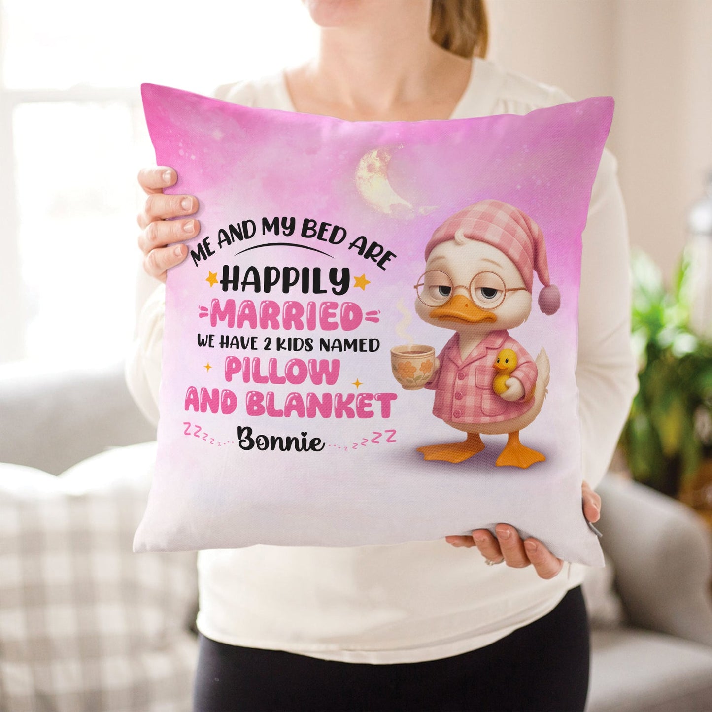 Me And My Bed Are Happily Married - Personalized Couple Pillow