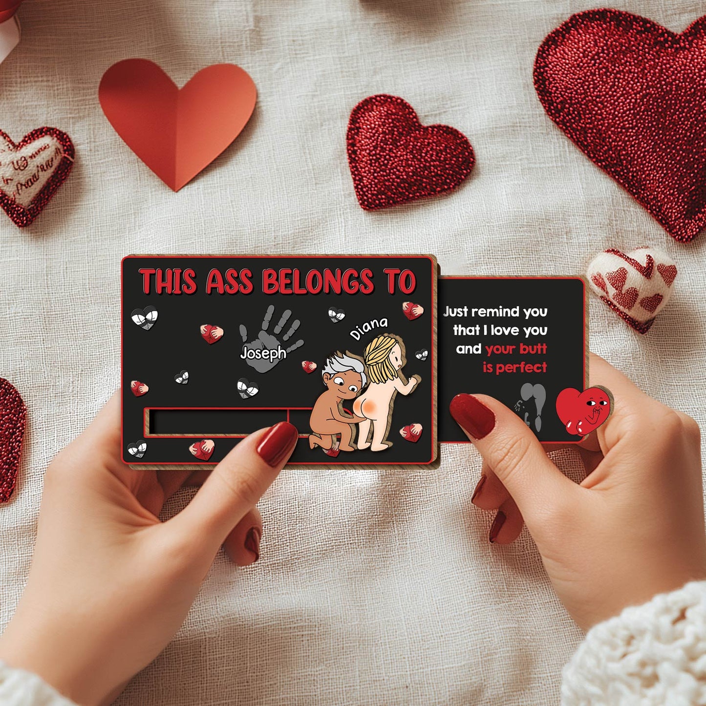 Couple - This Ass Belongs To - Personalized Wooden Slider Card