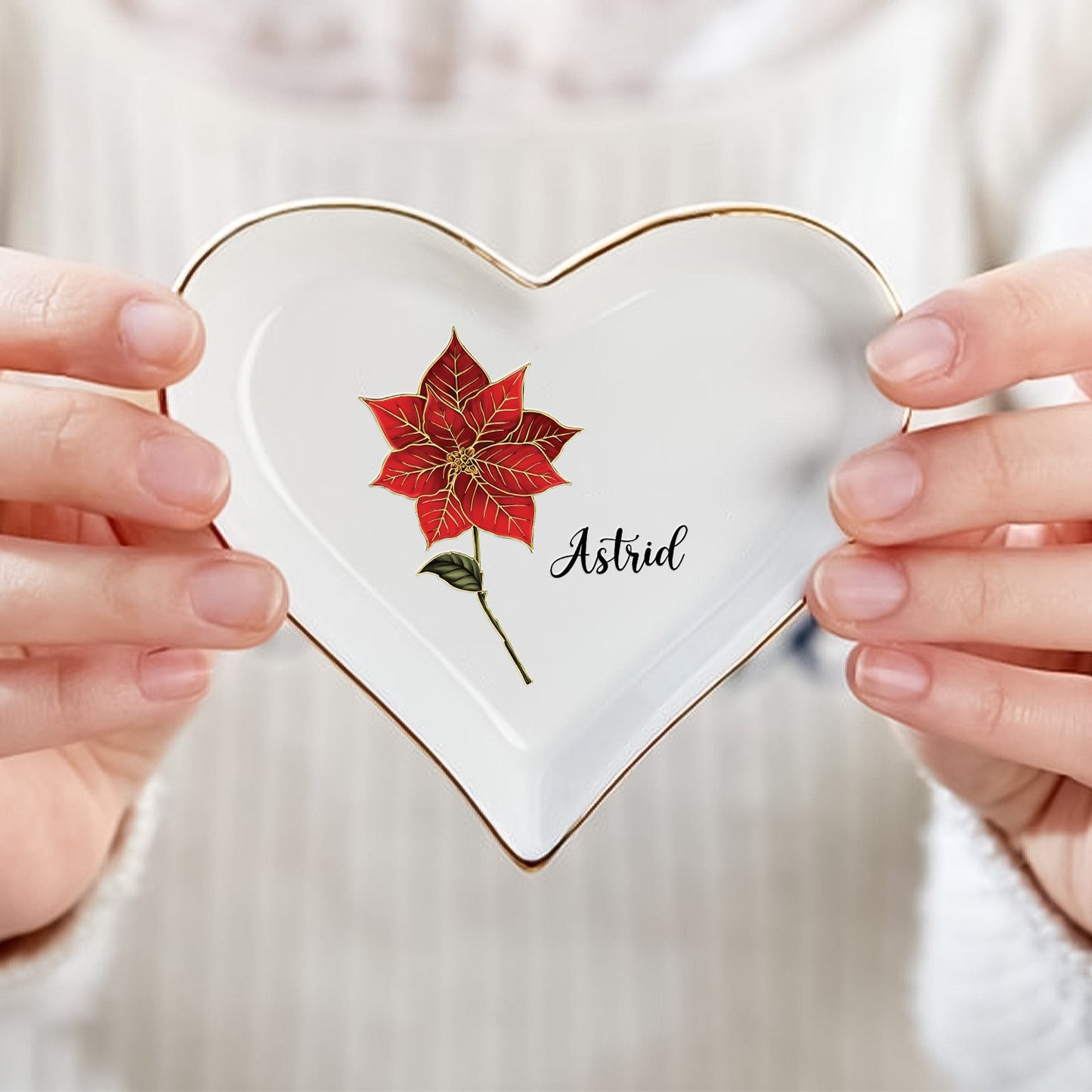 Flower - Personalized Heart-Shaped Jewelry Dish