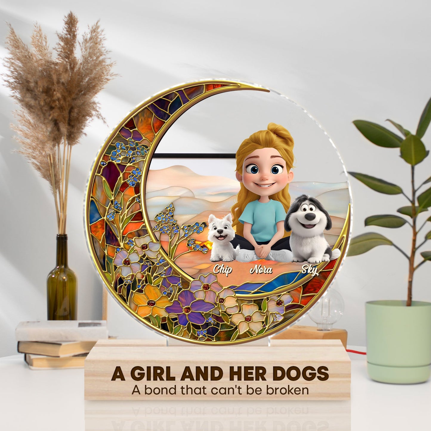 Pet Lover - A Bond Can’t Be Broken - Personalized Circle LED Night Light