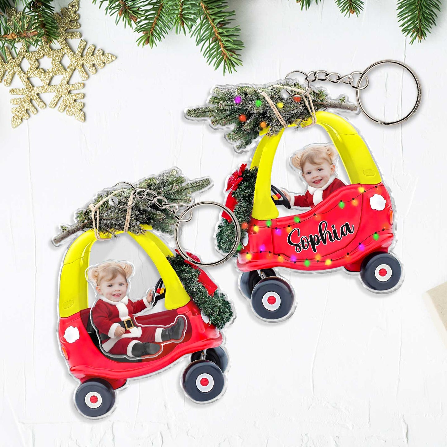 Family - Adorable Newborn Baby - Personalized Custom Photo Shaking Keychain