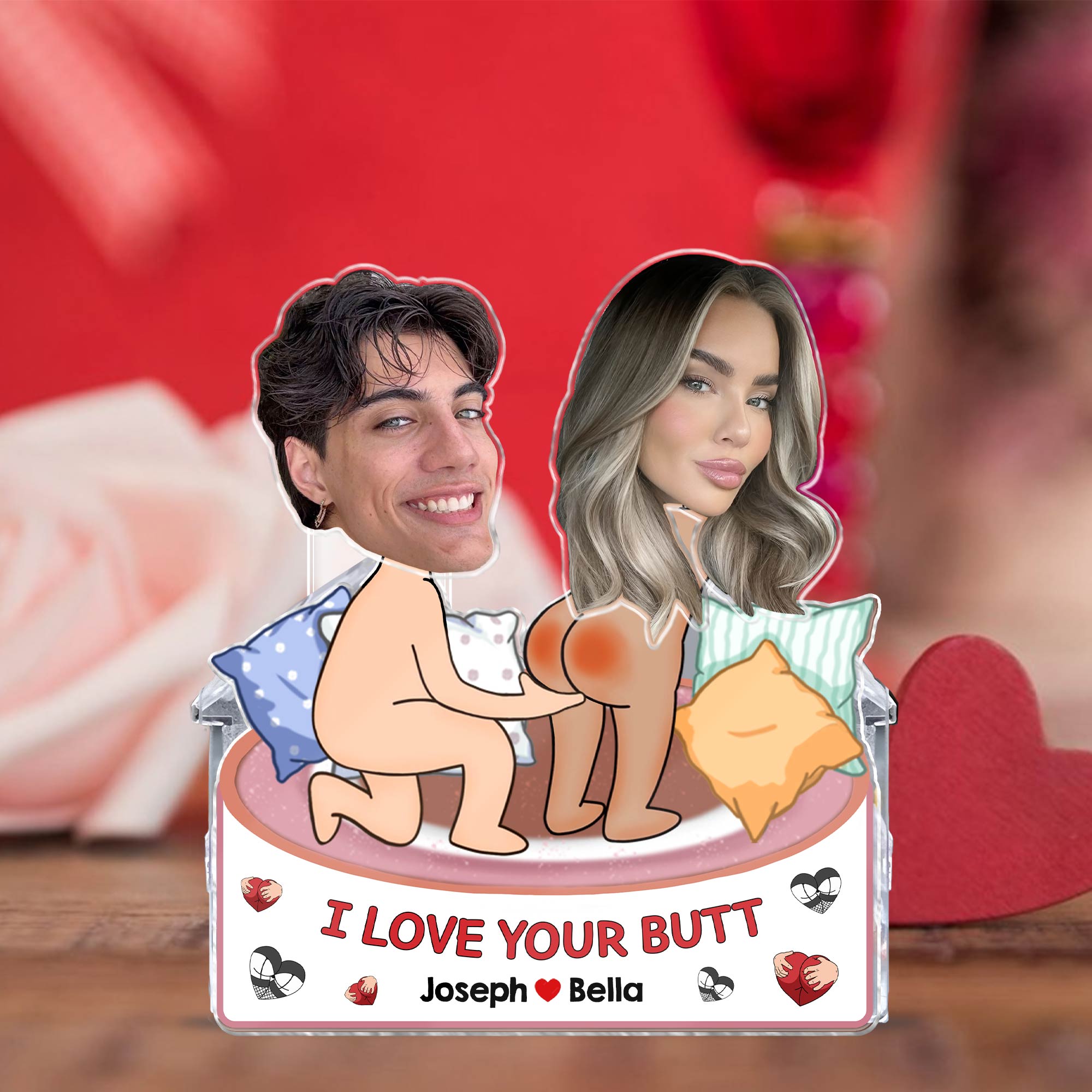 Couple - I Love Your Butt - Personalized Custom Photo Shaking Head Standee