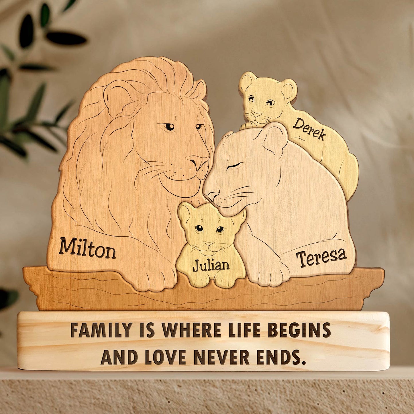 Family - Lion Family - Personalized Wooden Puzzle