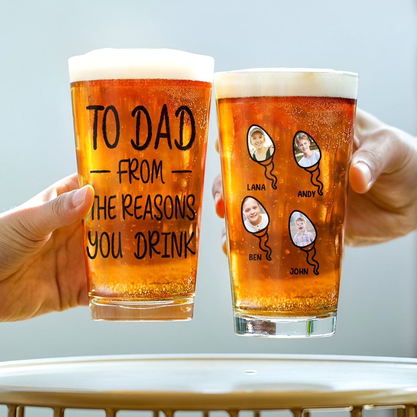 Father - To Dad From The Reason You Drink - Personalized Beer Glass