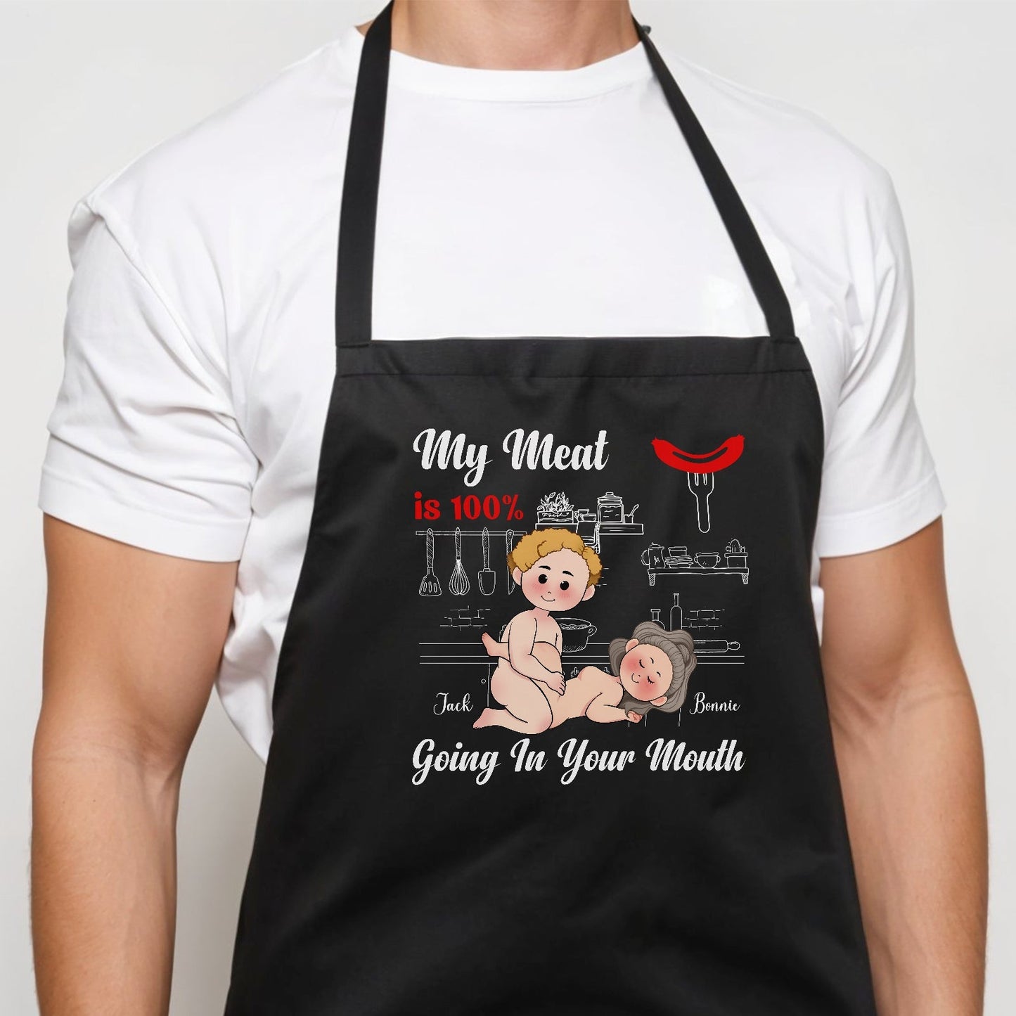 Couple - My Meat Is 100% Going In Your Mouth - Personalized Aprons