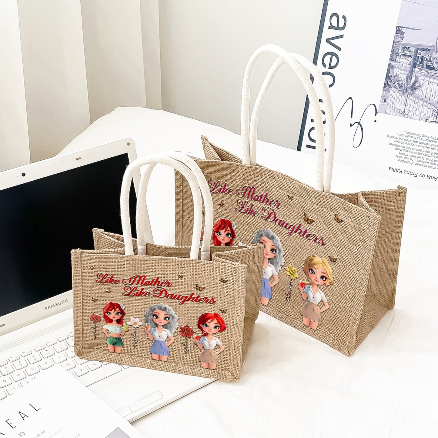 Mother - Like Mother Like Daughter - Personalized Jute Tote Bag