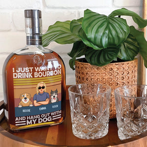 Pet Lover - I Just Want To Drink Wine - Personalized Whiskey Bottle
