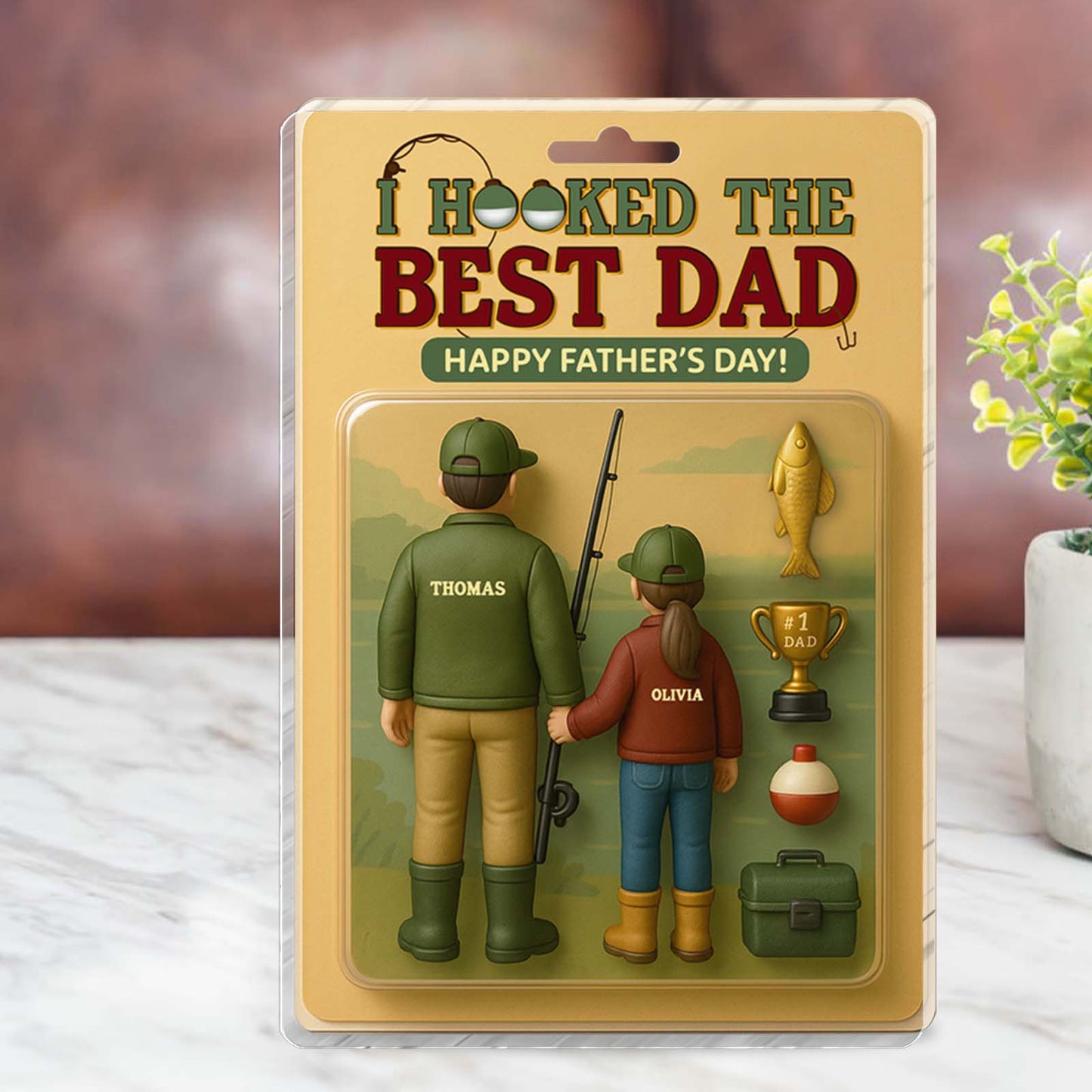 Father - I Hooked The Best Dad - Personalized Acrylic Plaque