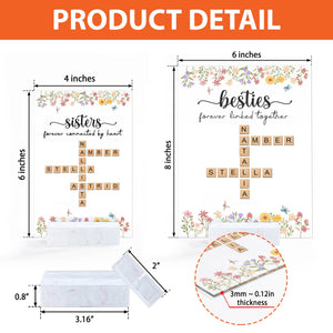 Bestie - Forever Connected By Heart - Personalized Crossword Acrylic Plaque