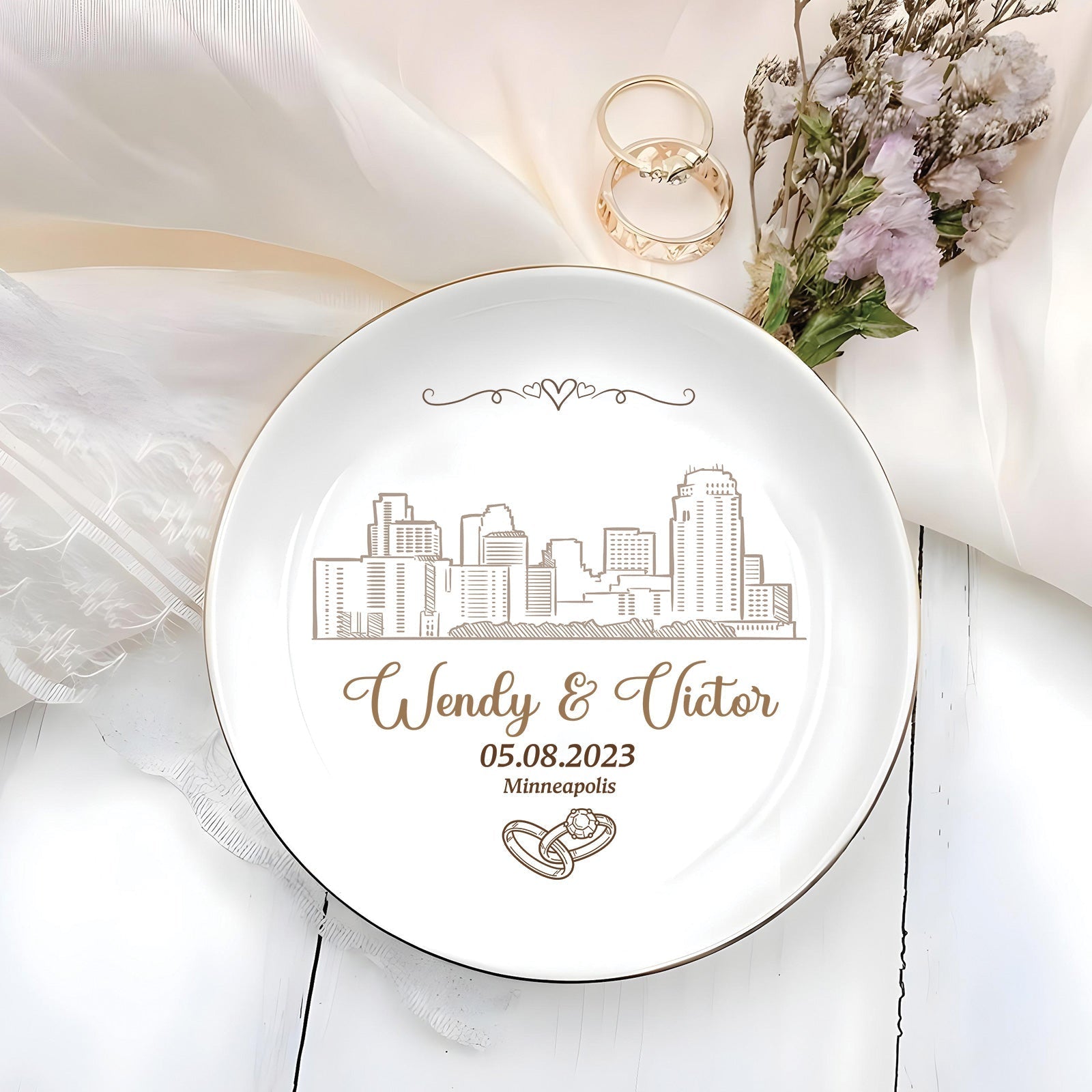 Couple - Our Wedding Day - Personalized Jewelry Dish