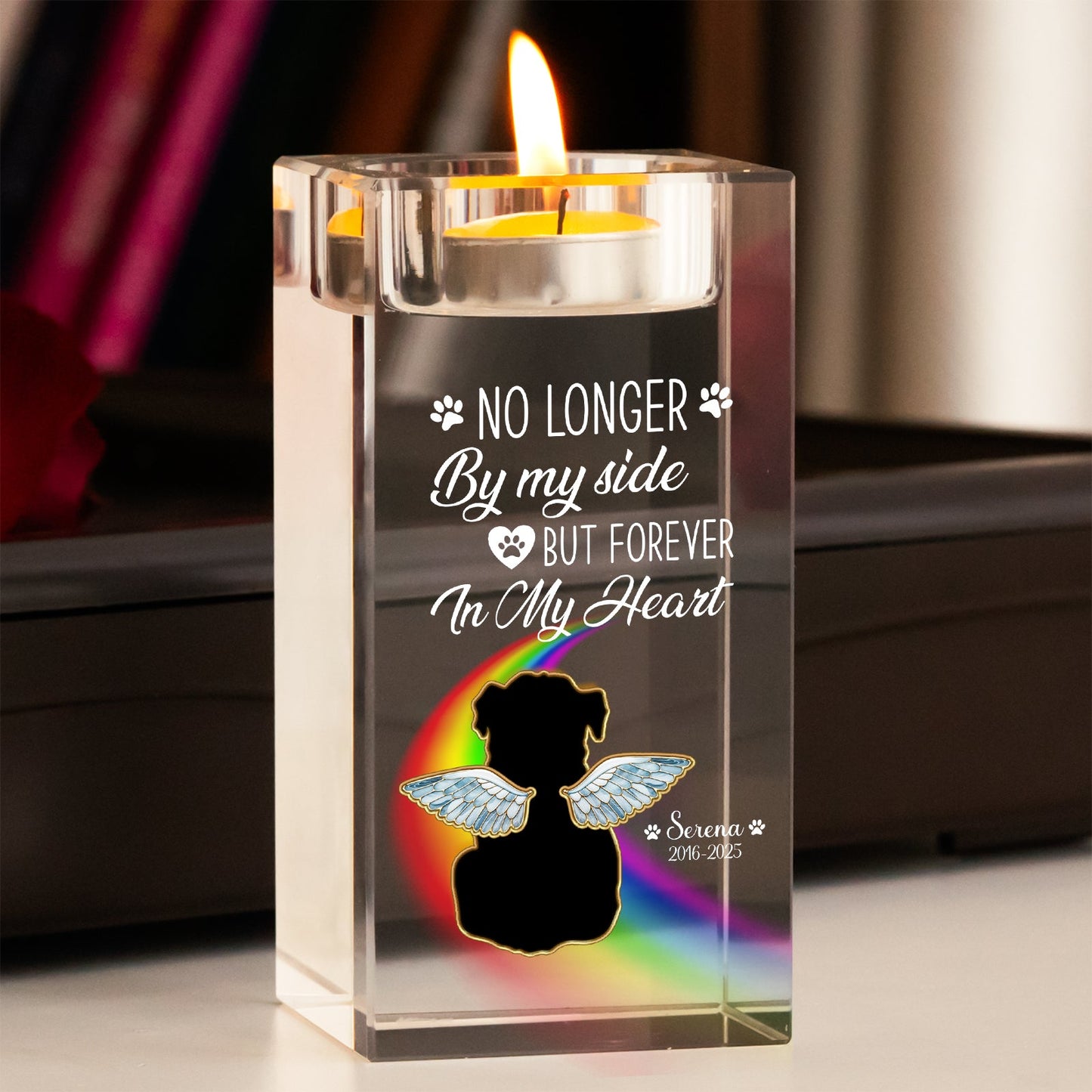 Pet Lover - A Piece Of My Heart - Personalized Crystal Candle Holder
