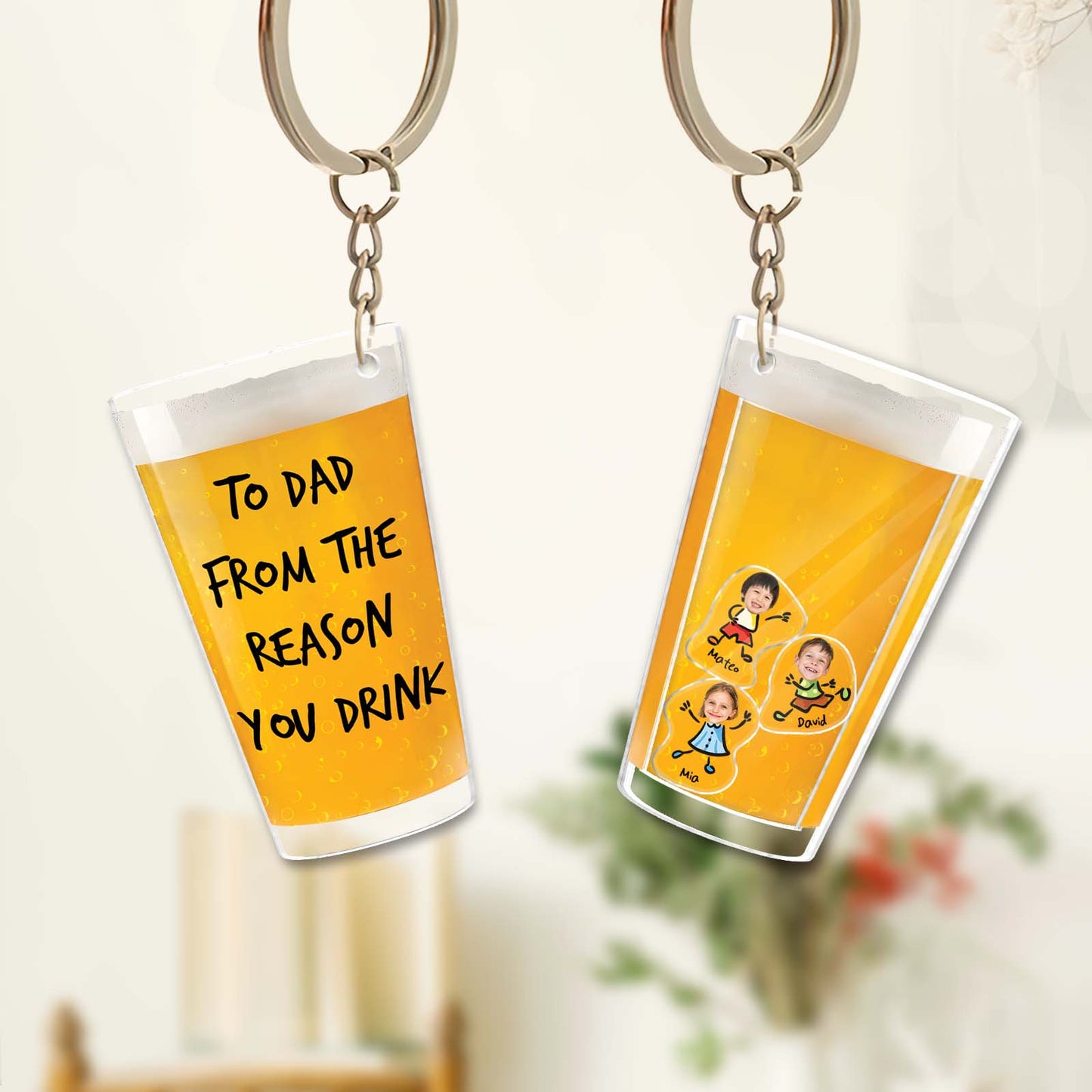 Father - To Dad From The Reason You Drink - Personalized Photo Acrylic Shaking Keychain
