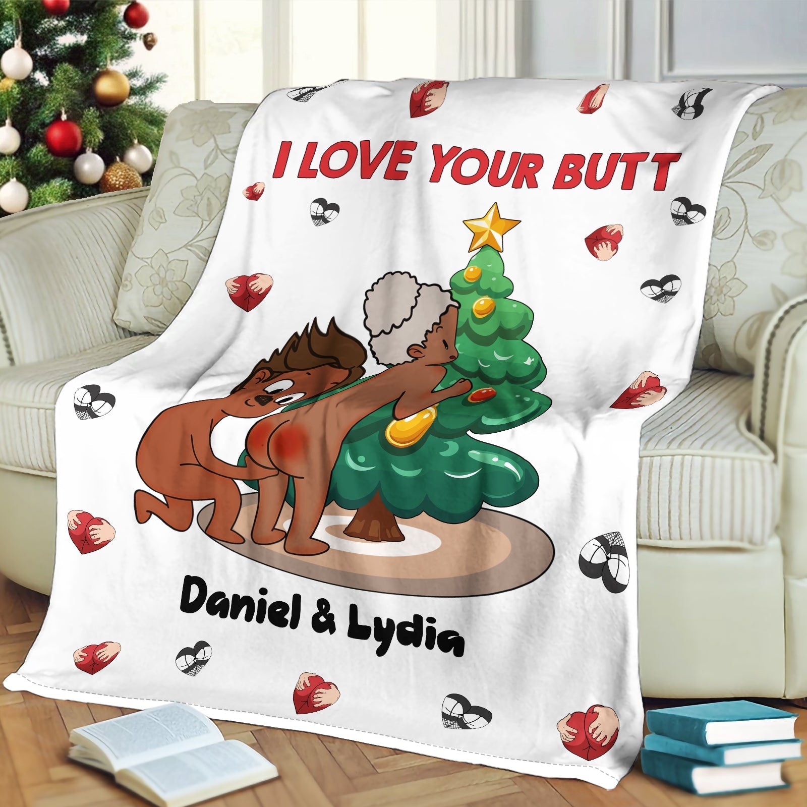 Couple - I Love You Your Butt - Personalized Blanket