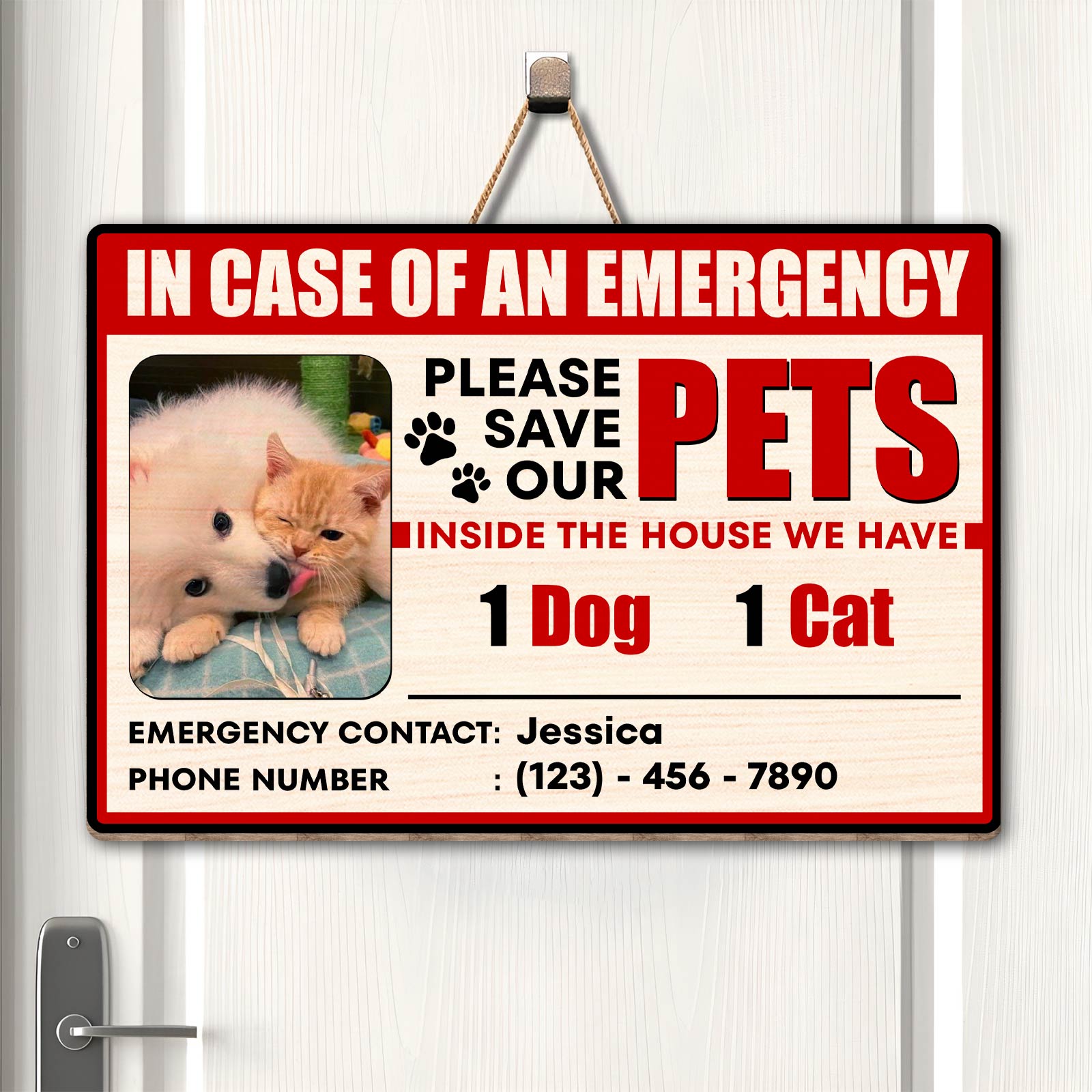 Pet Lover - Please Save Our Pets - Personalized Wooden Door Sign
