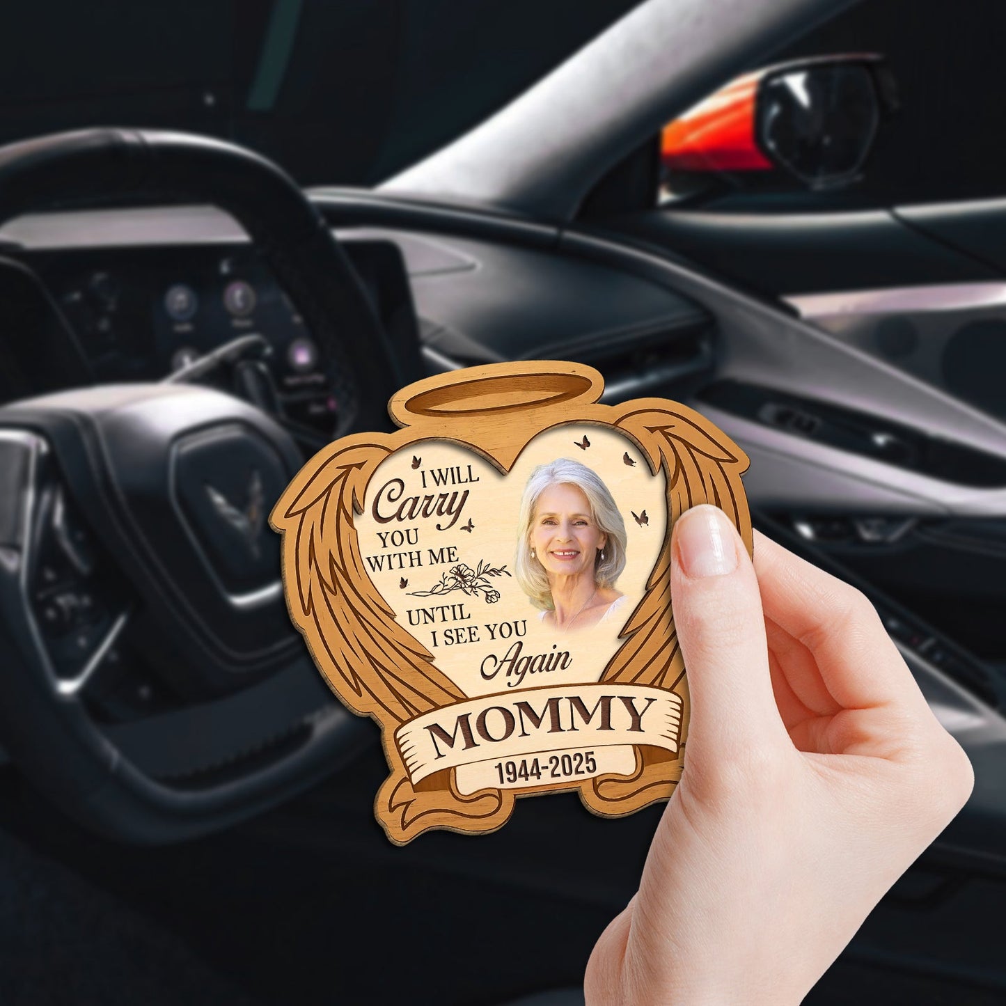 Family - I Will Carry You With Me - Personalized Wooden 2-Layered Car Visor Clip