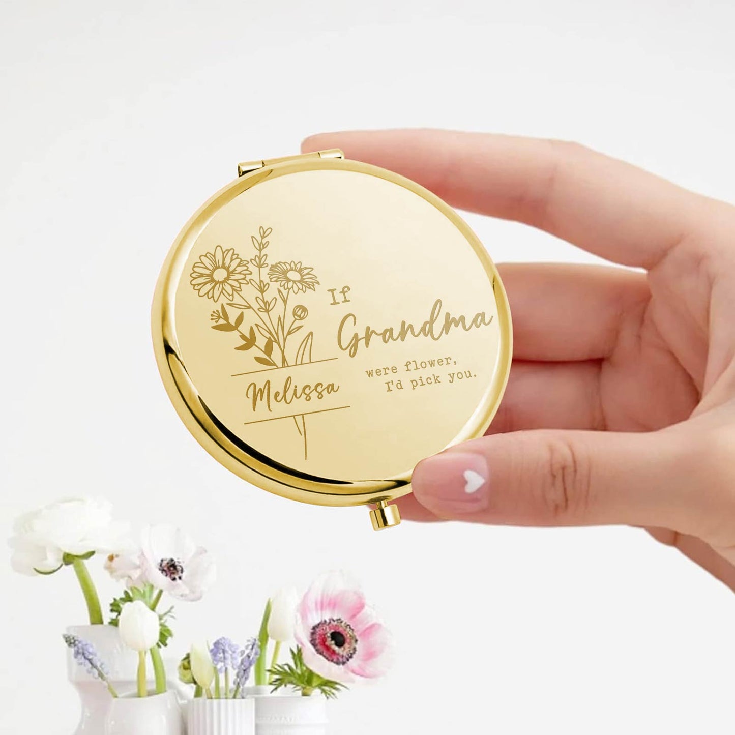 Family - Flower of My Heart - Personalized Compact Mirror