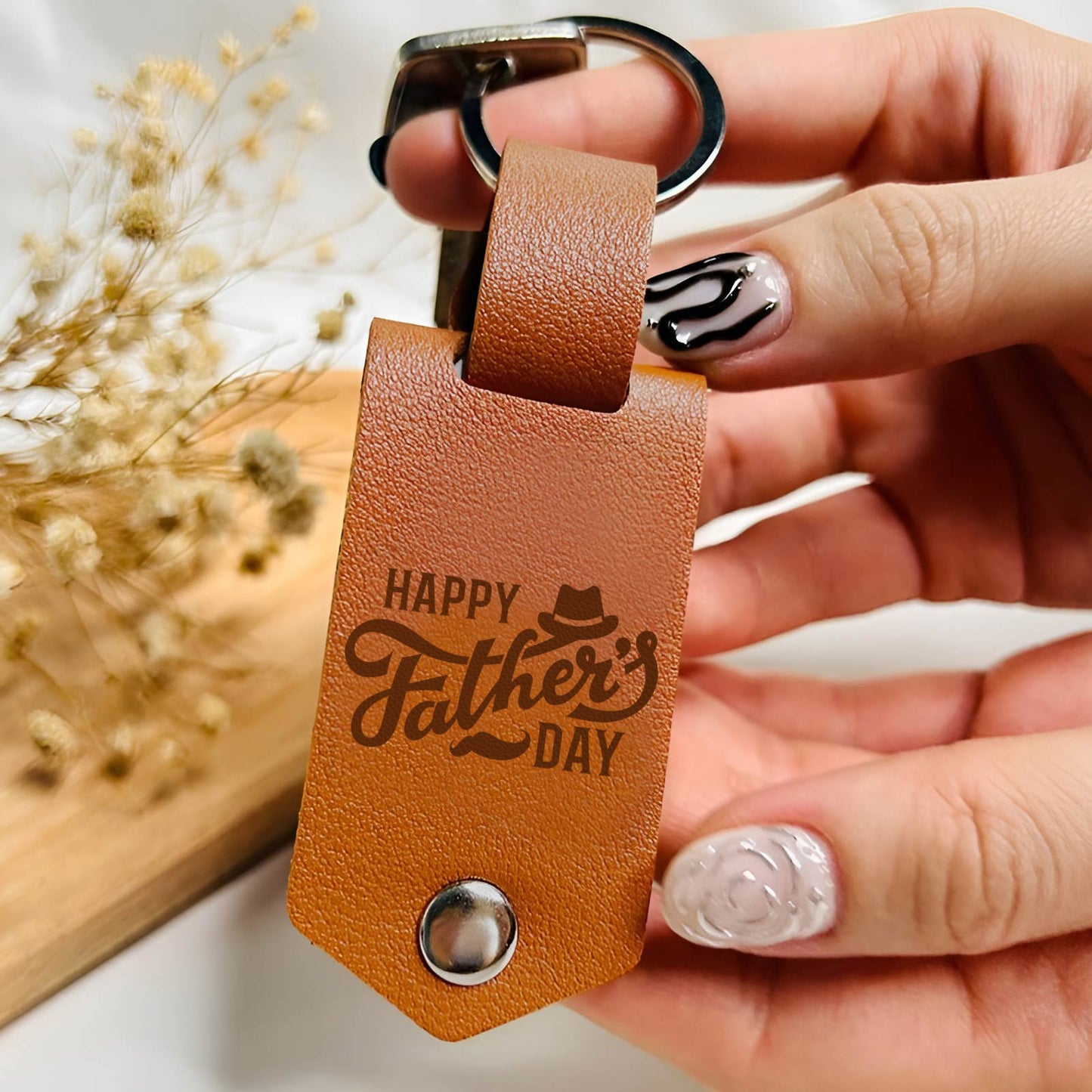 Father - I'm Not The Stepdad, I'm Just The Dad That Stepped Up - Personalized Leather Photo Keychain