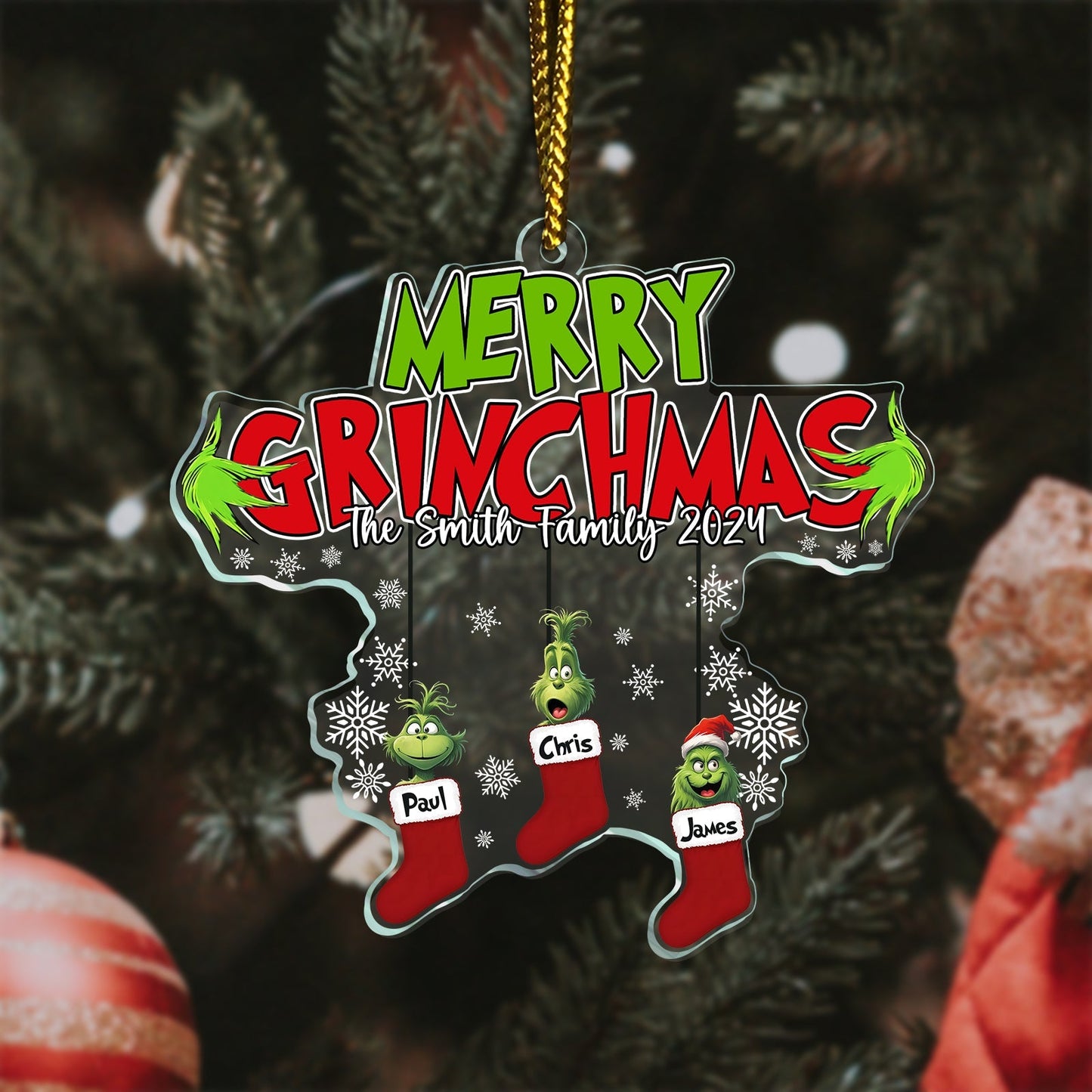 Family - Merry Monster Family - Personalized Acrylic Ornament