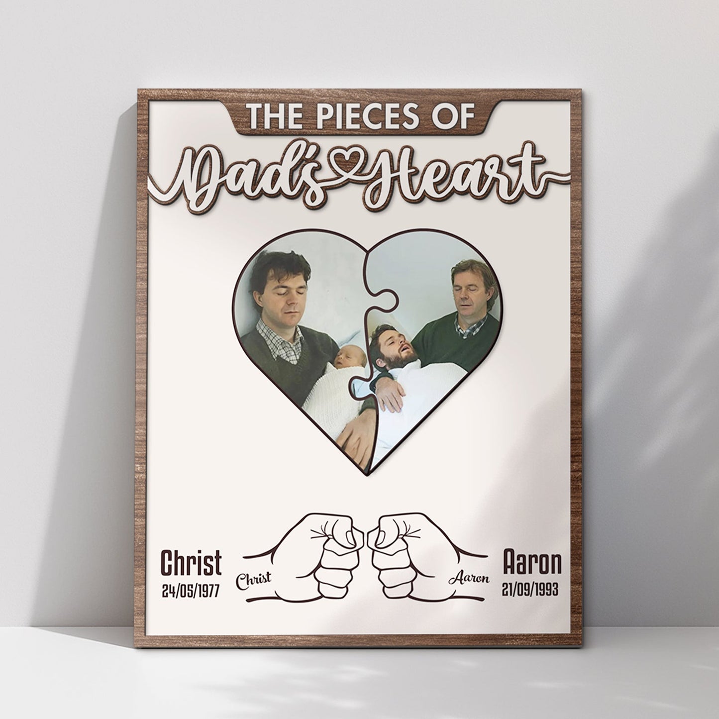 Father – The Pieces of Dad’s Heart – Personalized 2-Layer Wooden Sign