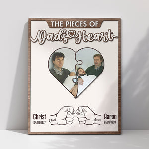 Father – The Pieces of Dad’s Heart – Personalized 2-Layer Wooden Sign