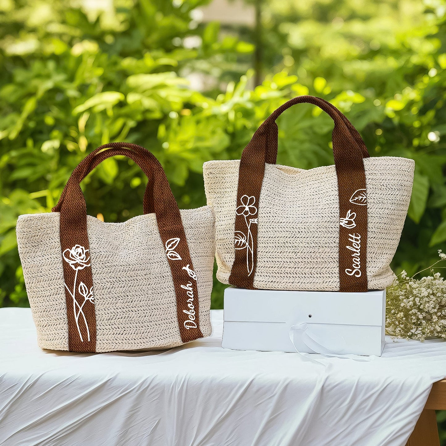 Flower - Personalized Name And Flower Beach Bag