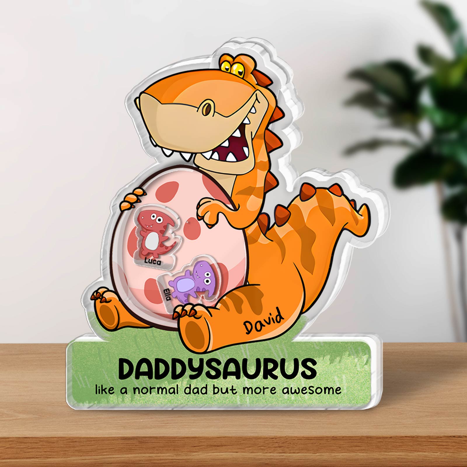 Family - Papasaurus Like A Normal Papa But More Awesome - Personalized Acrylic Plaque