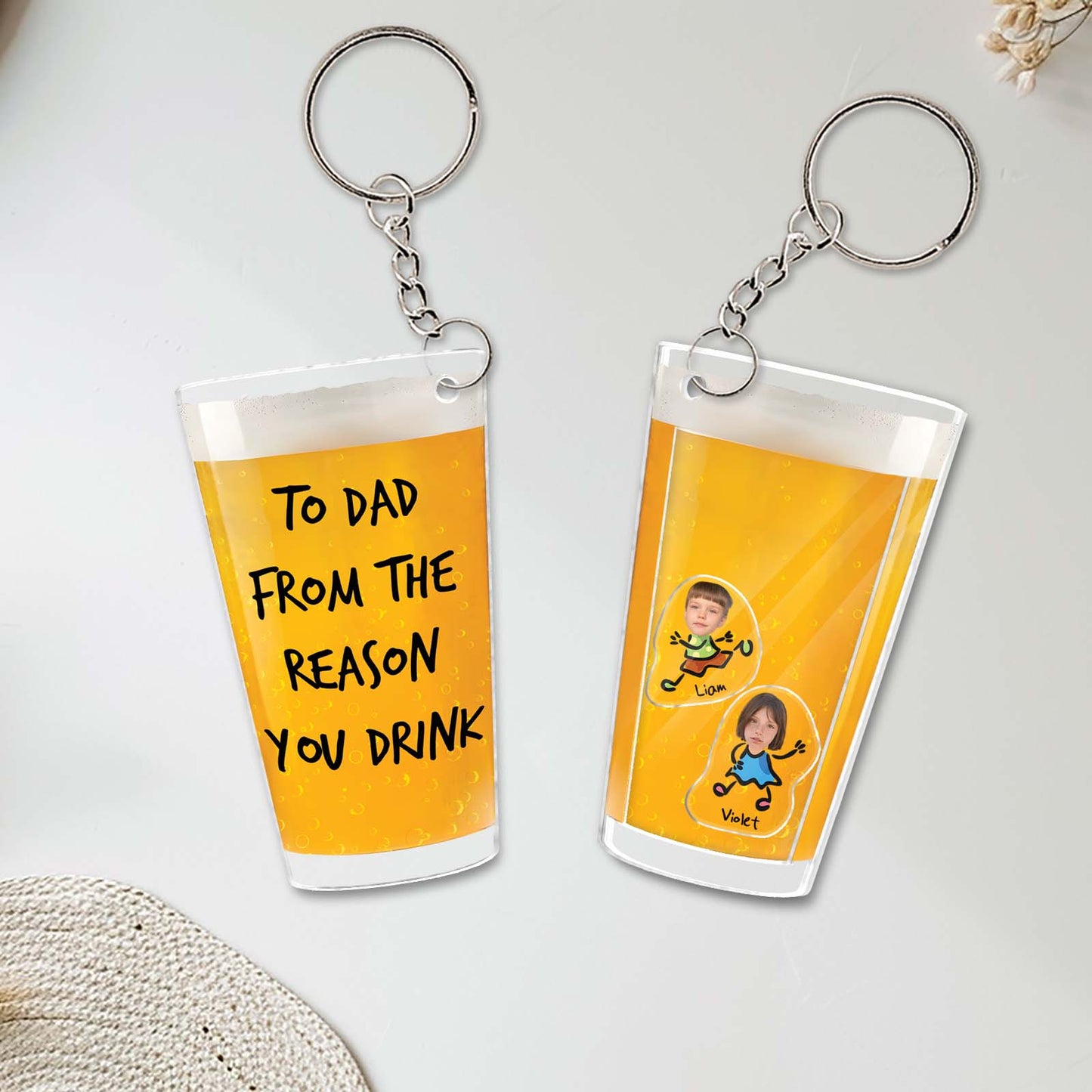 Father - To Dad From The Reason You Drink - Personalized Photo Acrylic Shaking Keychain