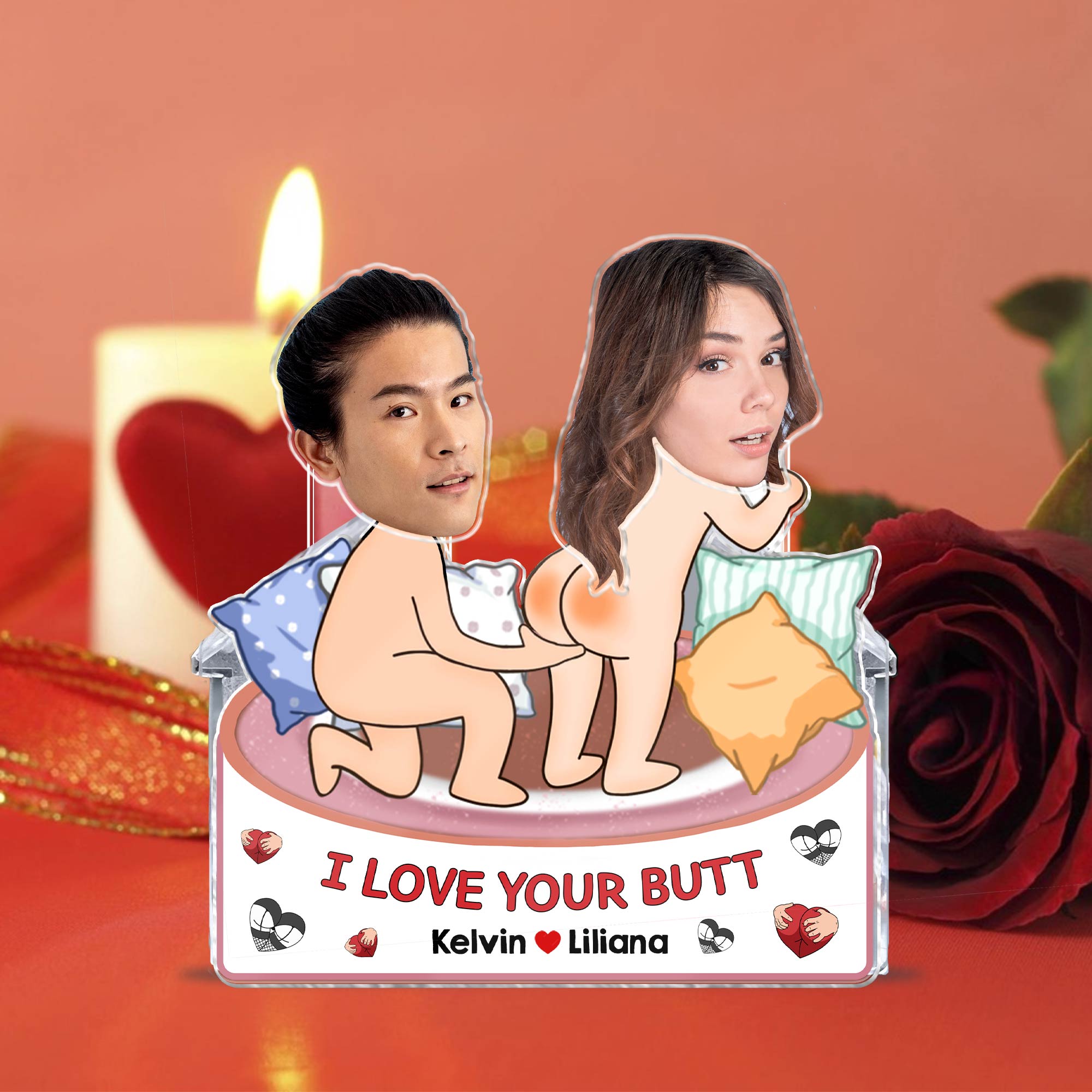 Couple - I Love Your Butt - Personalized Custom Photo Shaking Head Standee