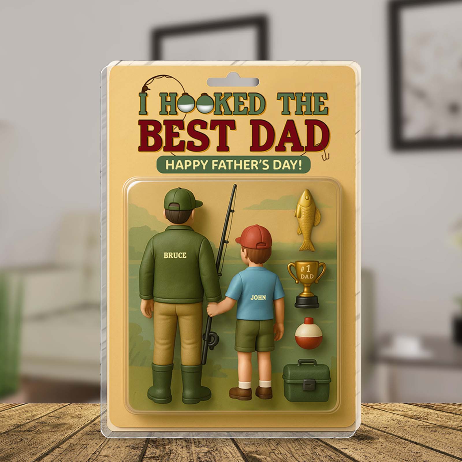Father - I Hooked The Best Dad - Personalized Acrylic Plaque