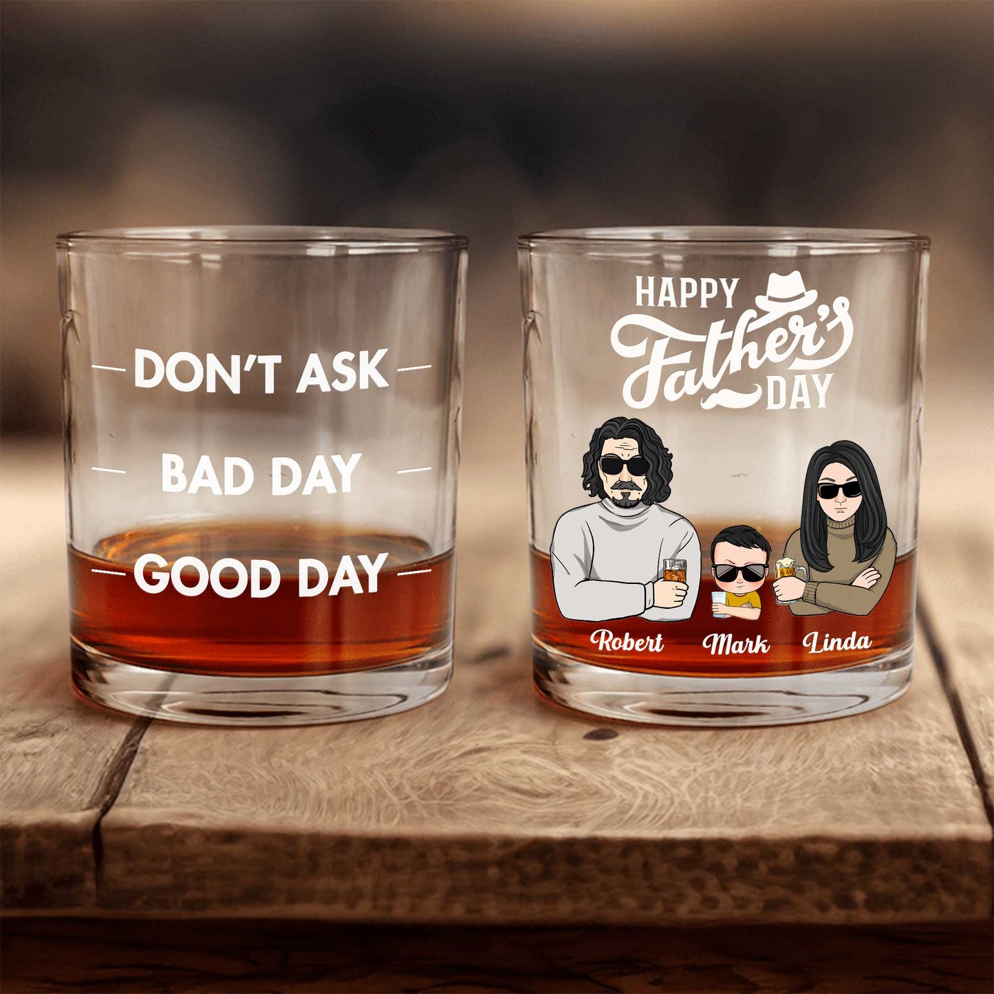Family - Happy Father's Day - Personalized Mood Meter Whisky Glass