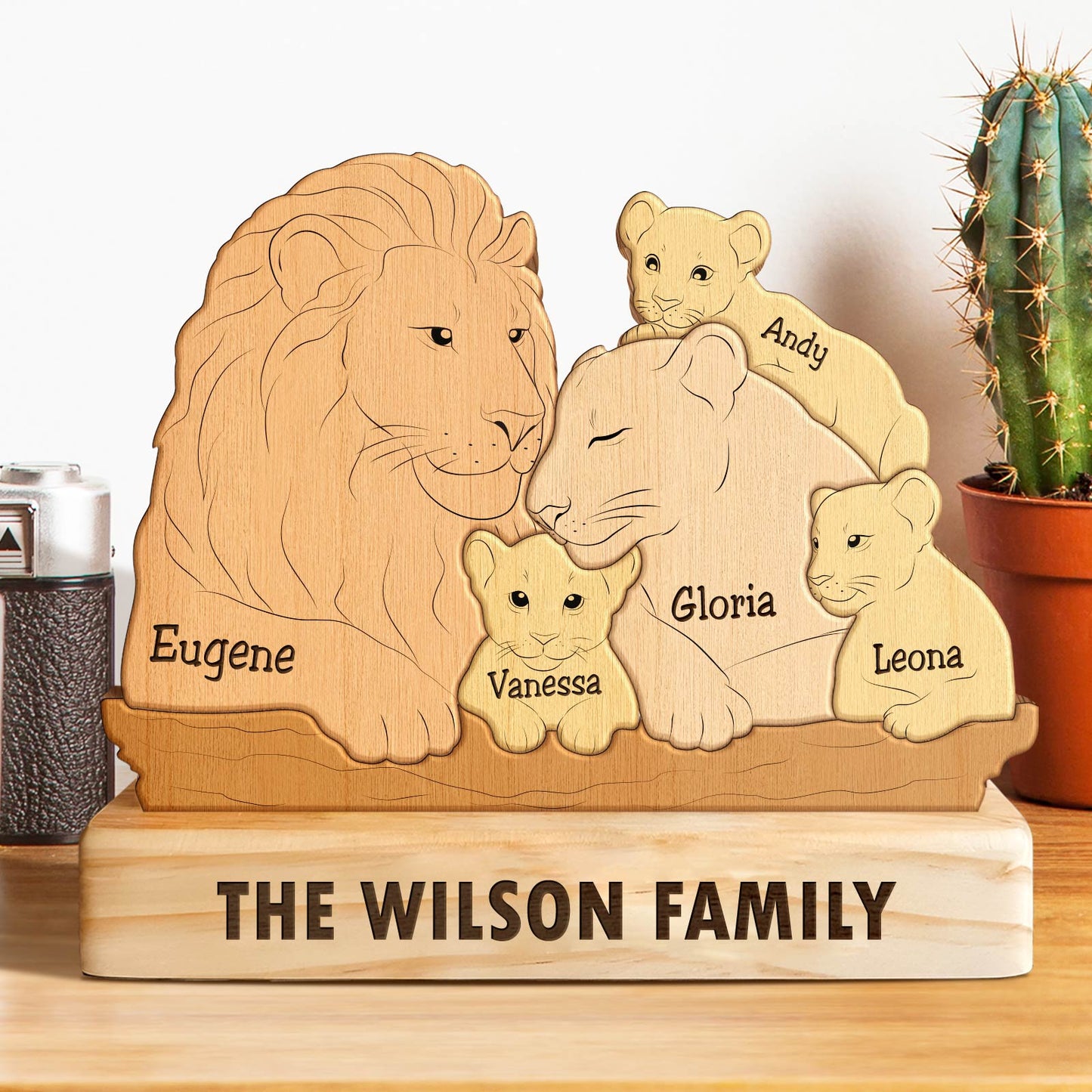 Family - Lion Family - Personalized Wooden Puzzle