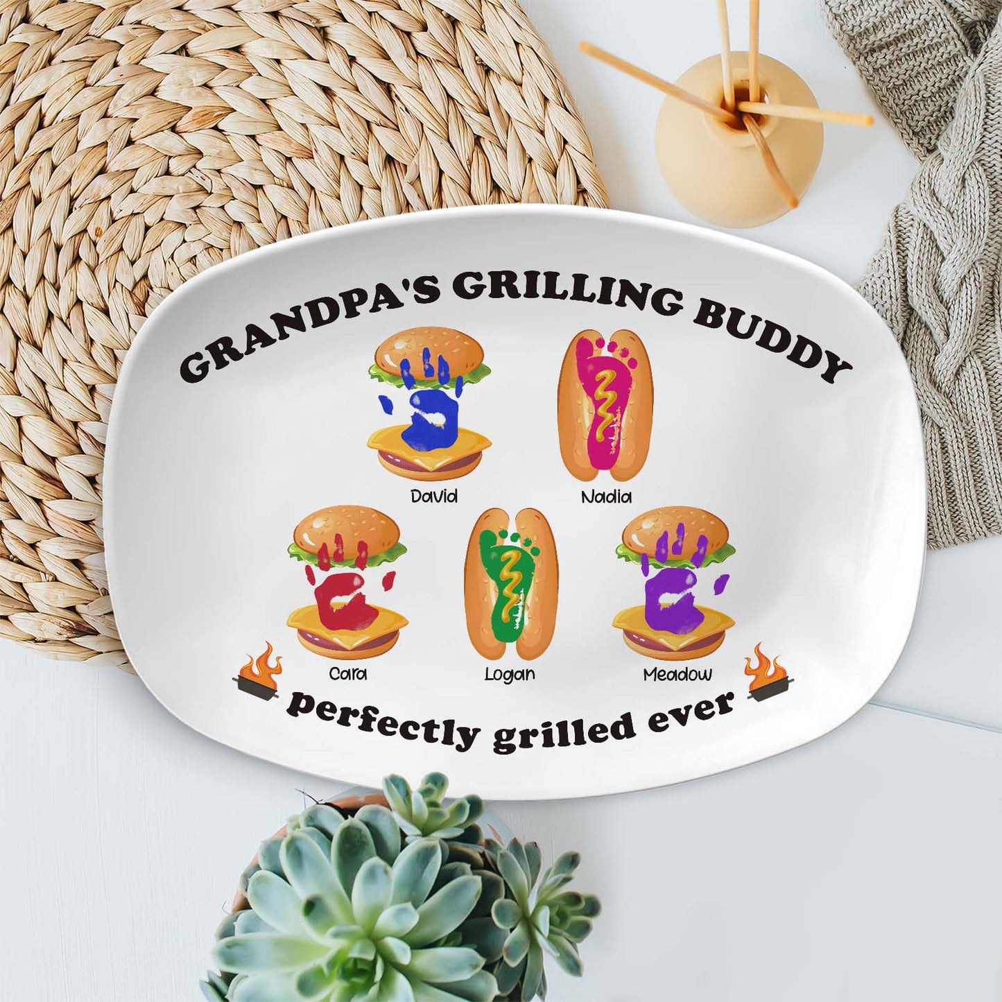 Family - Daddy's Grilling Buddy - Personalized Platter