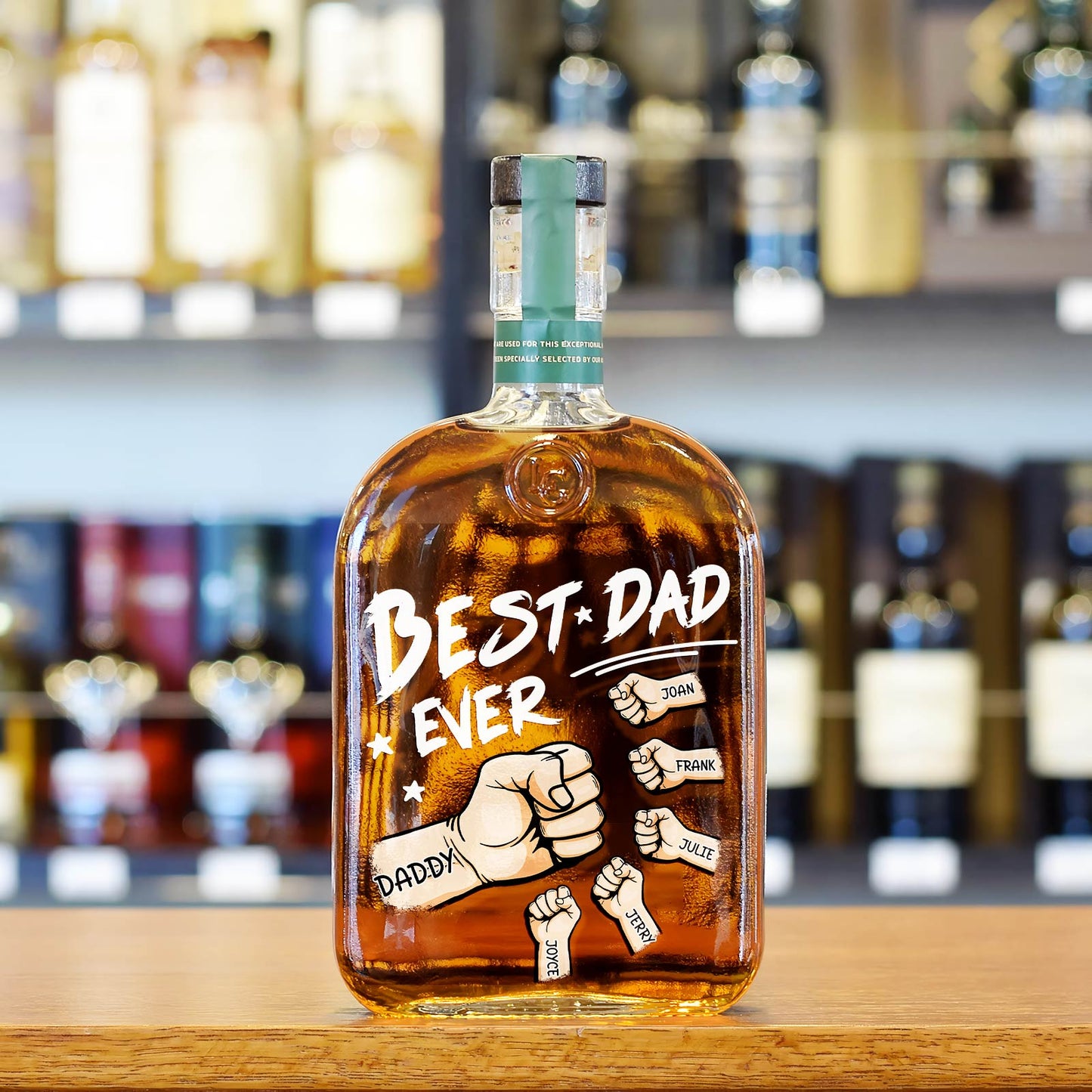 Father - Best Dad Ever - Personalized Whiskey Bottle