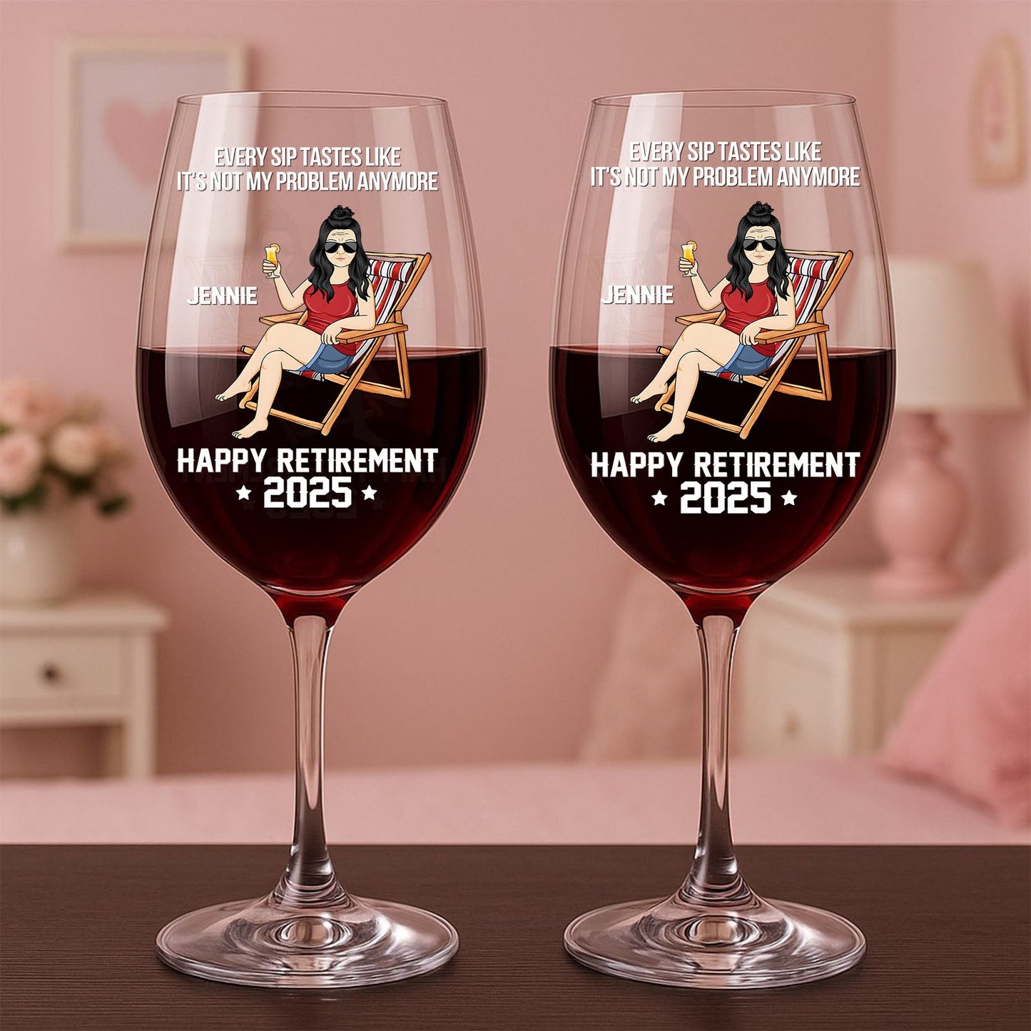 Happy Retirement - Personalized Red Wine Glass