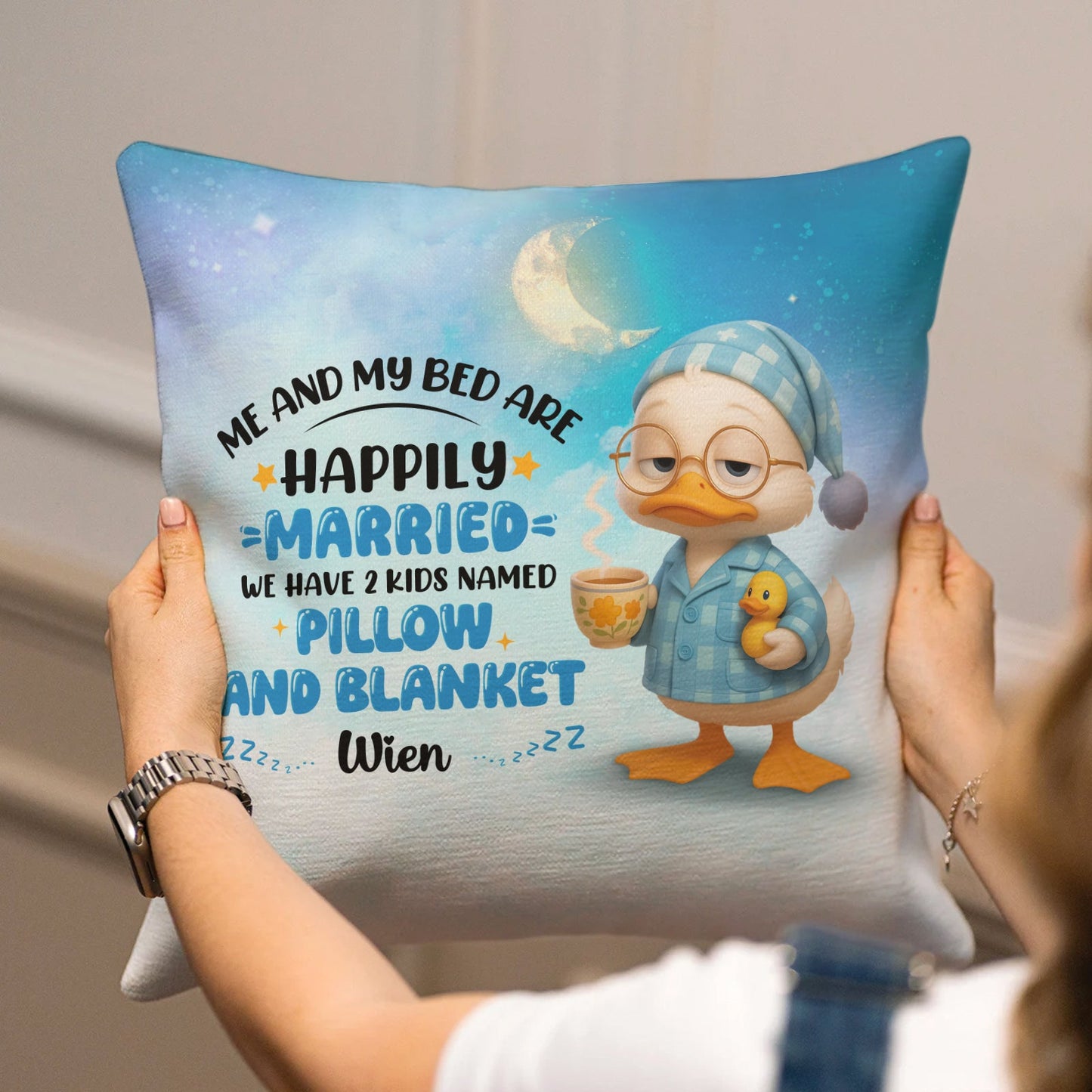Me And My Bed Are Happily Married - Personalized Couple Pillow