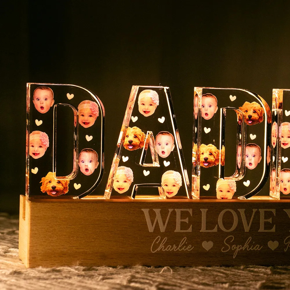 Father - Daddy We Love You - Personalized Photo LED Night Light