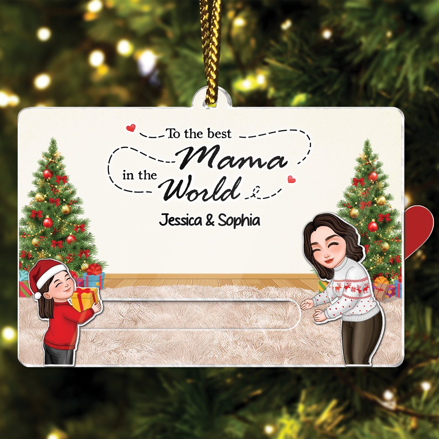 Family - To The Best Grandma Ever - Personalized Acrylic Slider Card Ornament