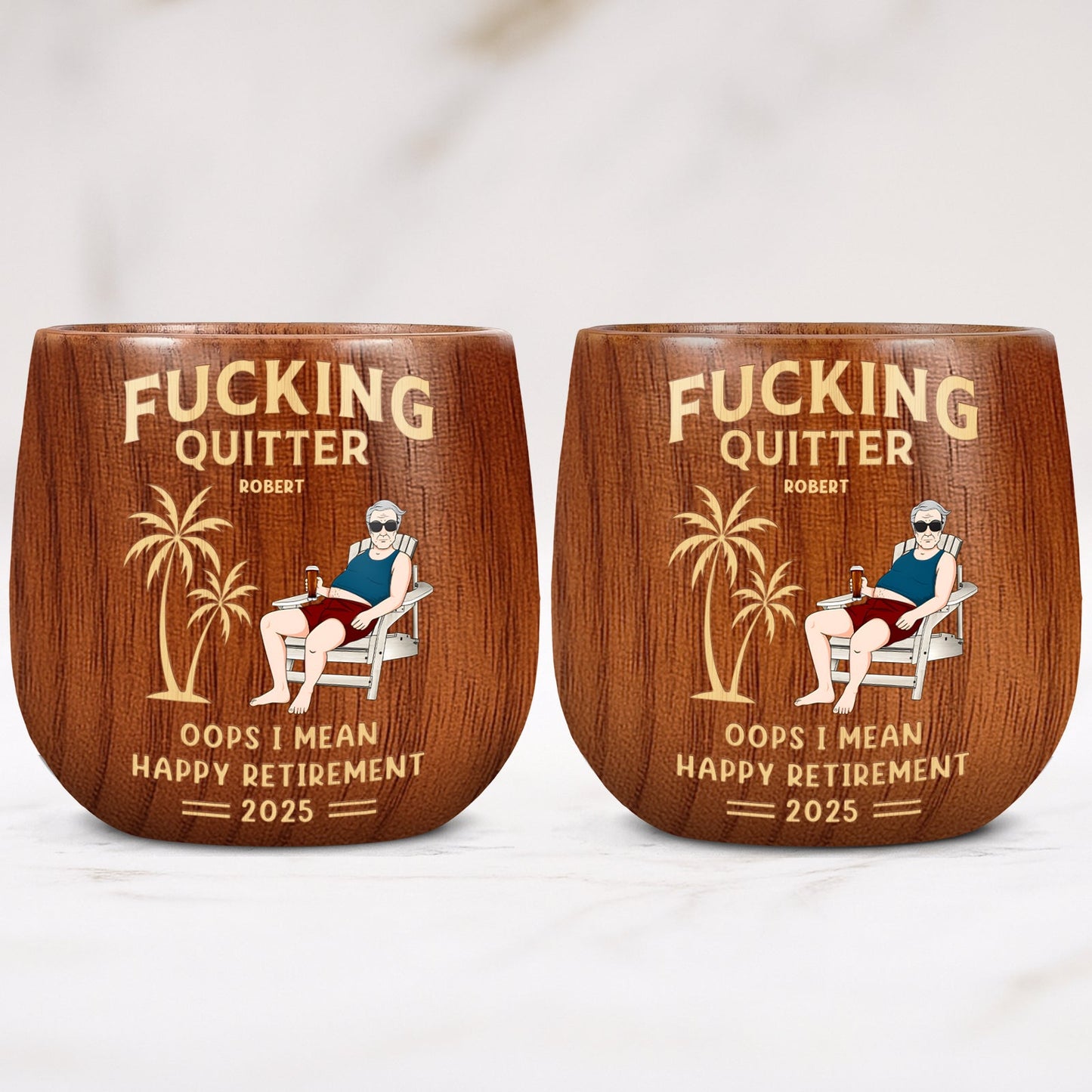 Retirement - Personalized Wooden Bourbon Drinking Glass