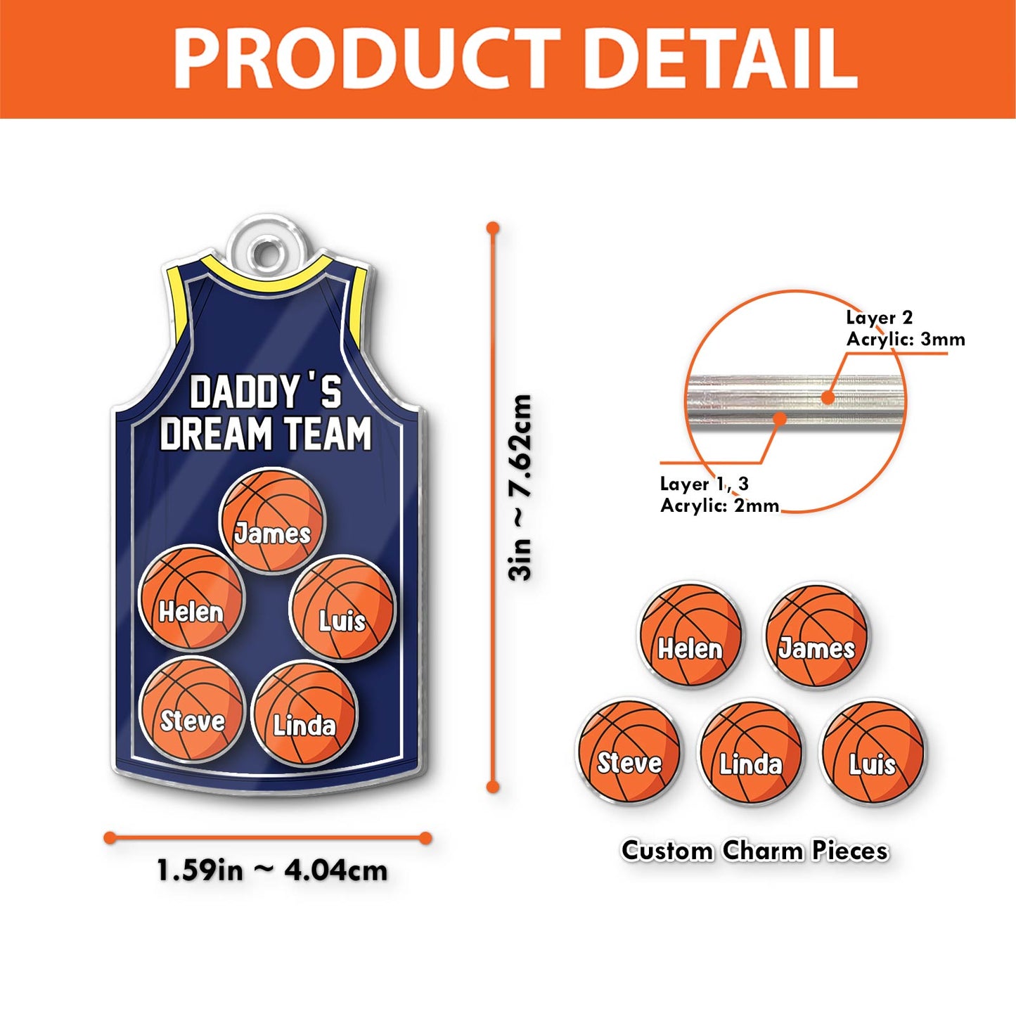 Sport - Daddy's Dream Team - Personalized Acrylic Shaking Keychain