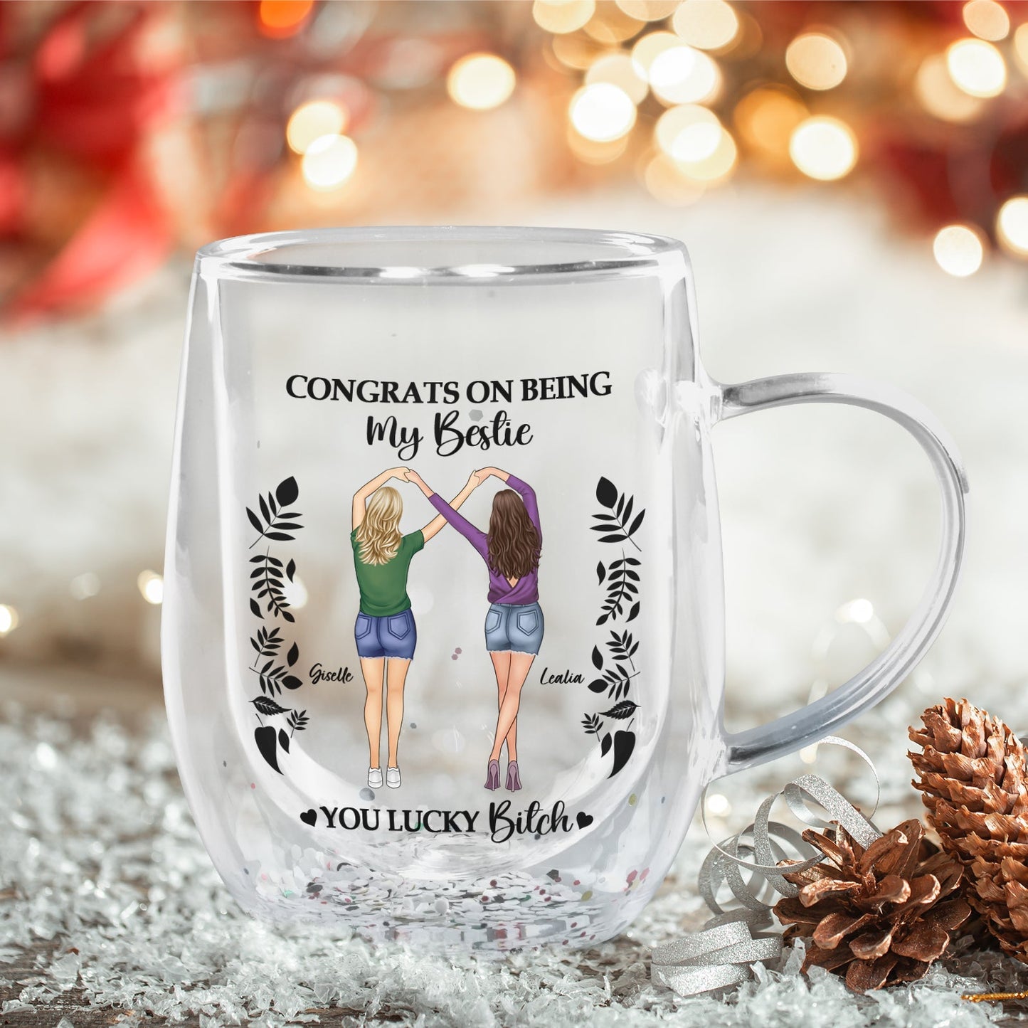 Bestie - It Takes A Long Time To Grow An Old Friend - Personalized Double Walled Glass Mug