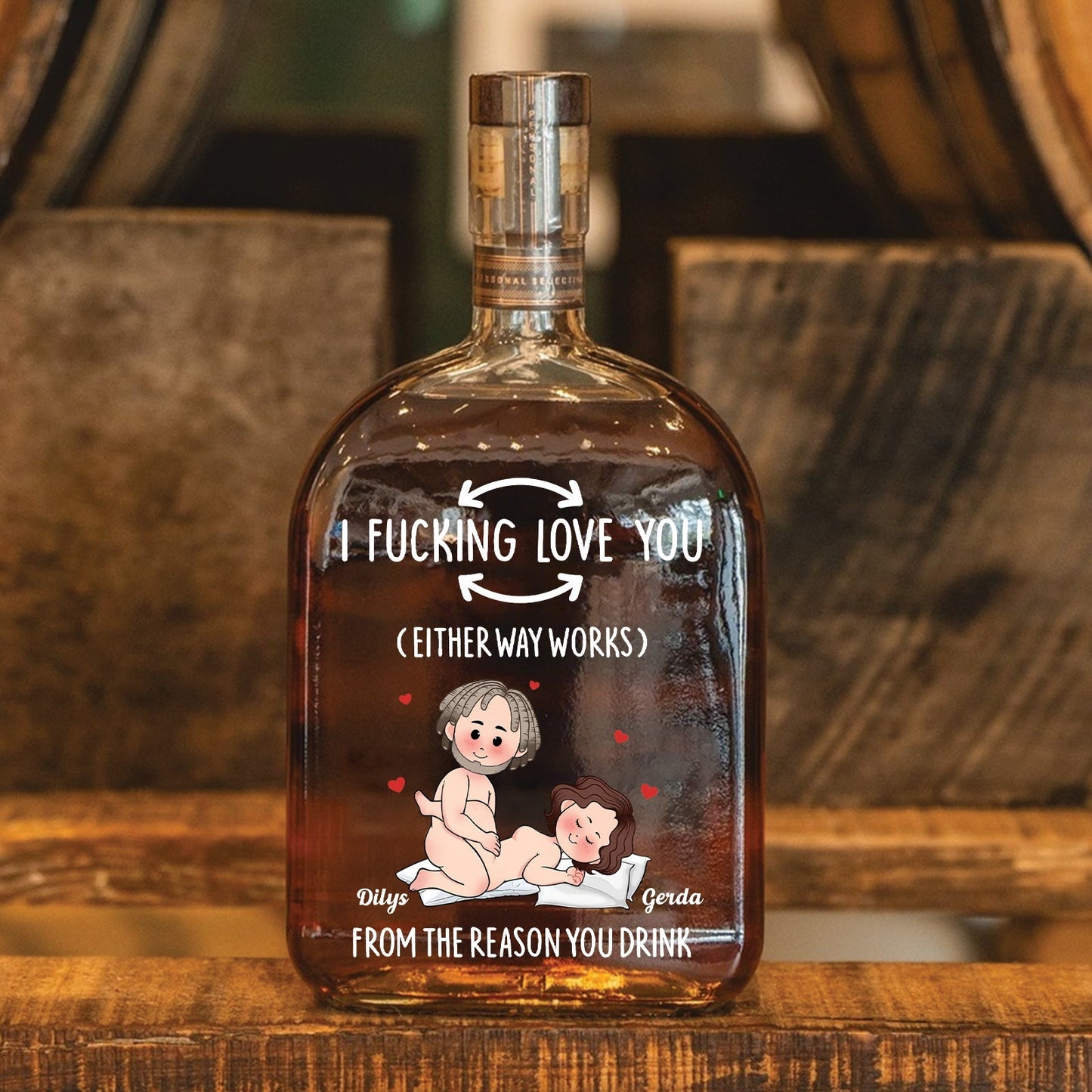 Couple - From The Reason You Drink - Personalized Whiskey Bottle