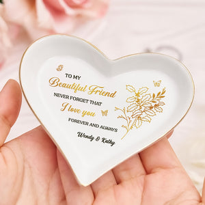 Besties - To My Beautiful Sister - Personalized Heart-Shaped Jewelry Dish